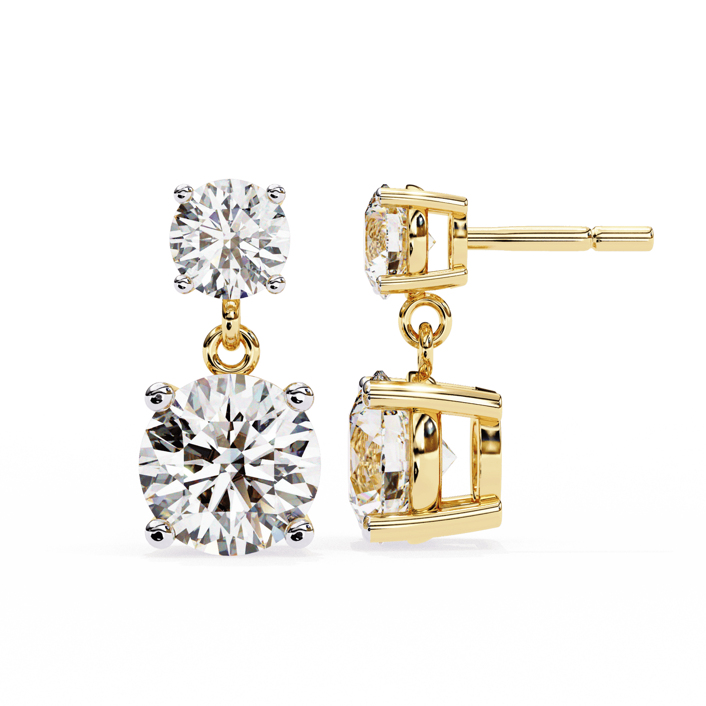 2.89 Carat Dew Drop Round Solitaire Earrings