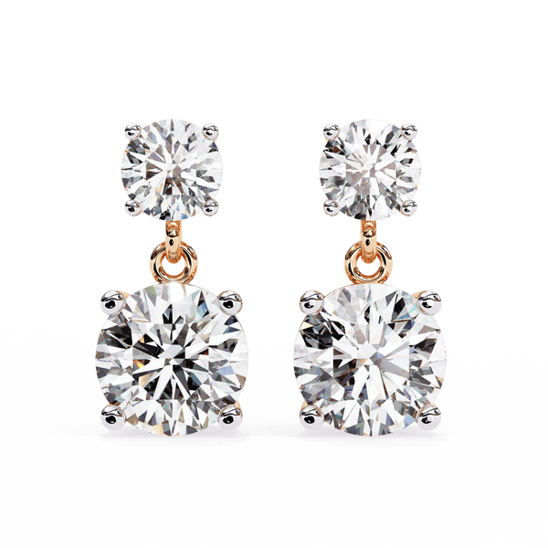 2.89 Carat Dew Drop Round Solitaire Earrings