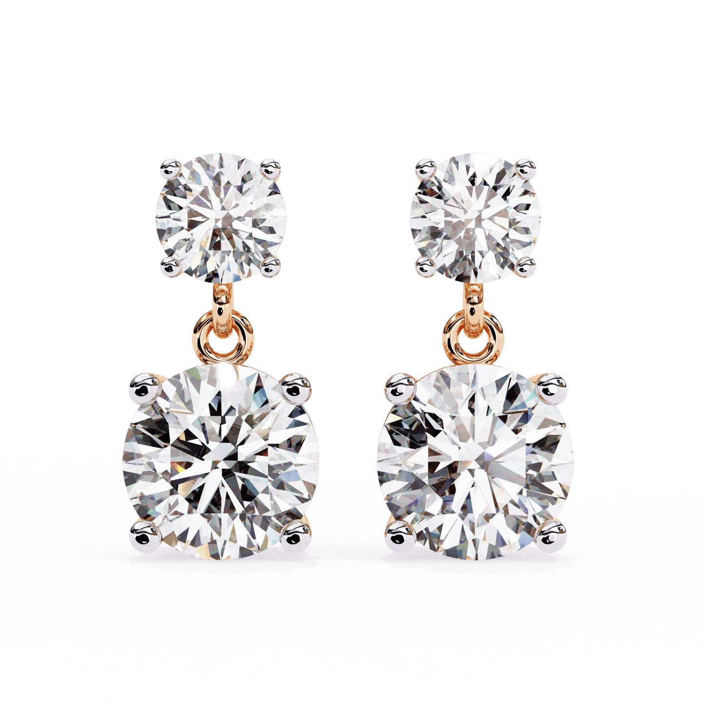 2.89 Carat Dew Drop Round Solitaire Earrings