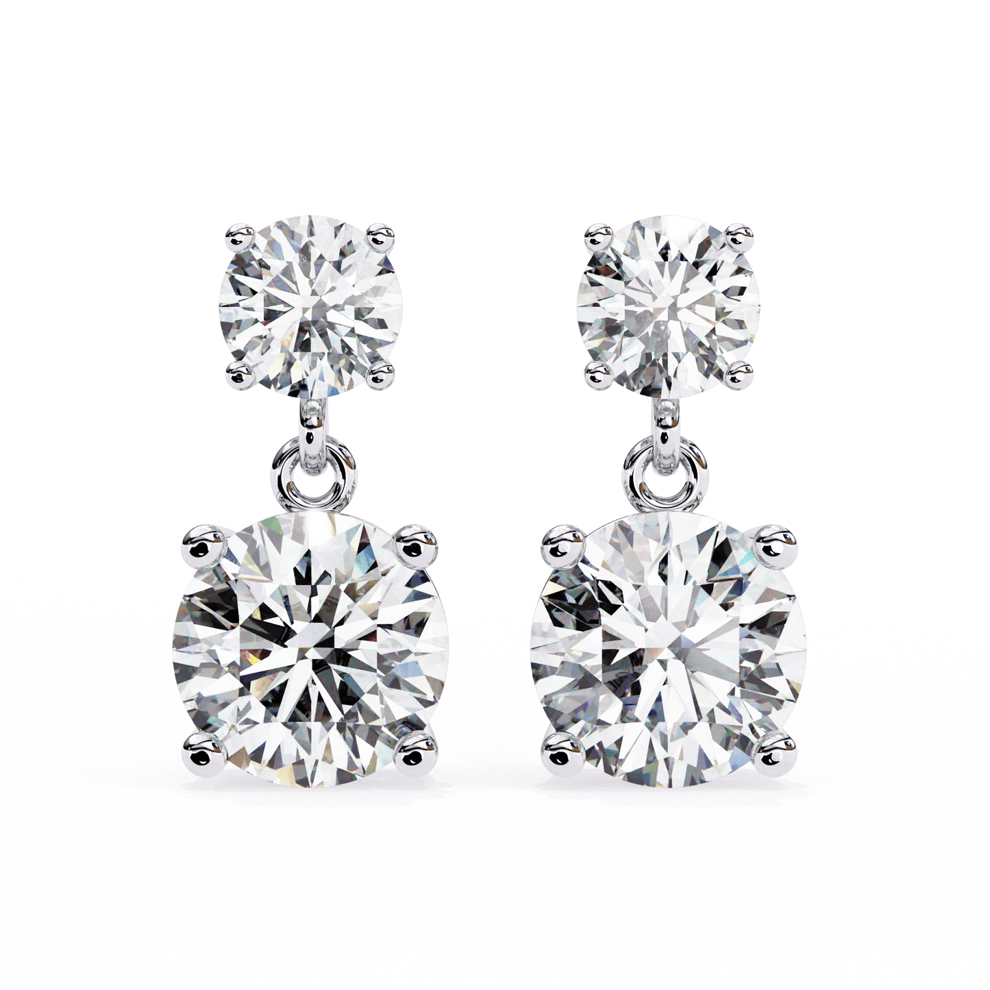 2.89 Carat Dew Drop Round Solitaire Earrings