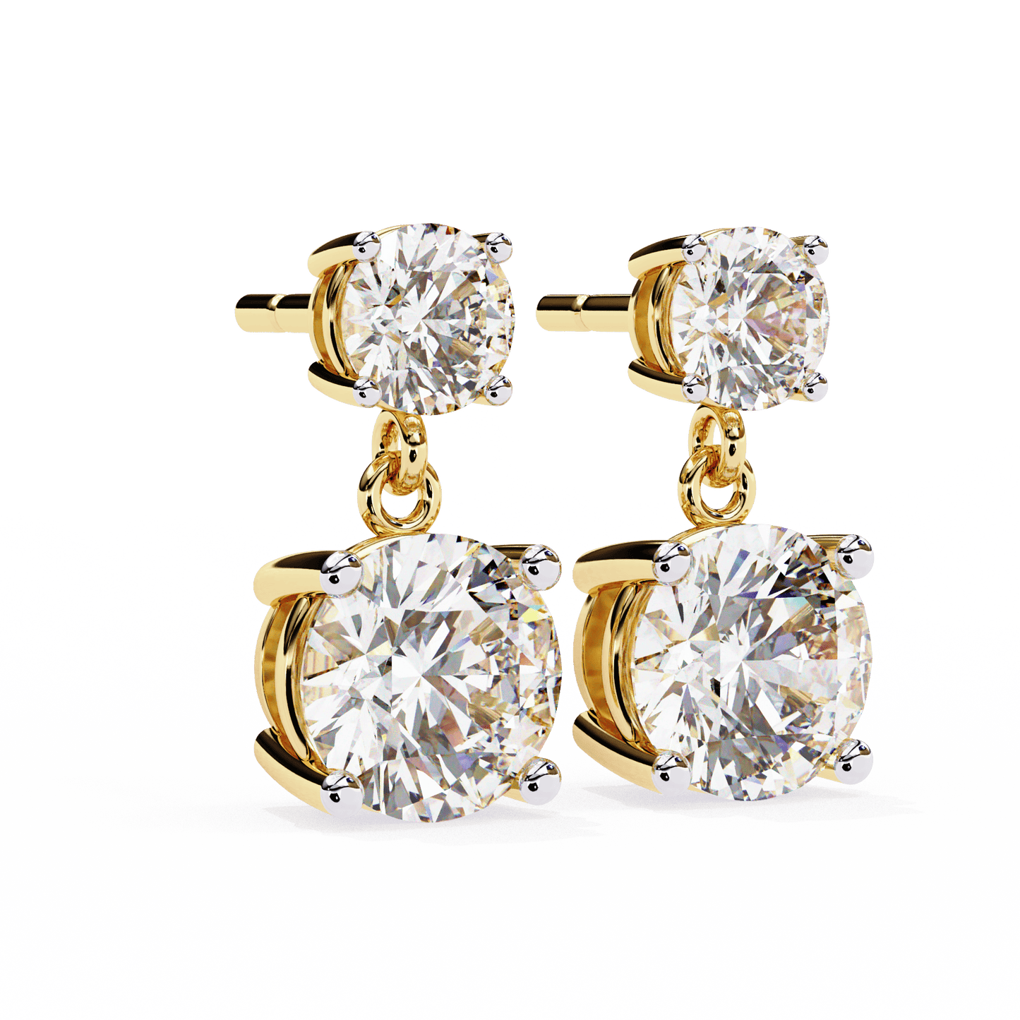 2.89 Carat Dew Drop Round Solitaire Earrings