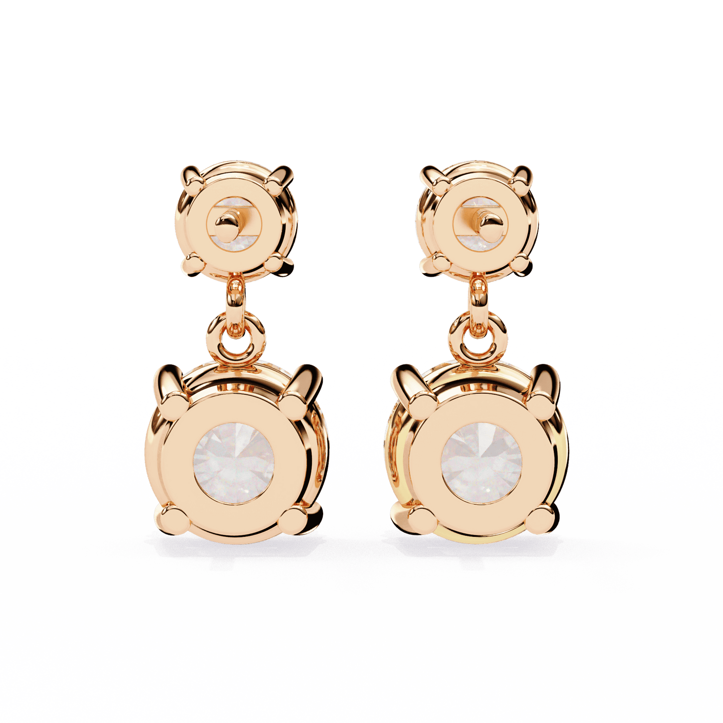 2.89 Carat Dew Drop Round Solitaire Earrings