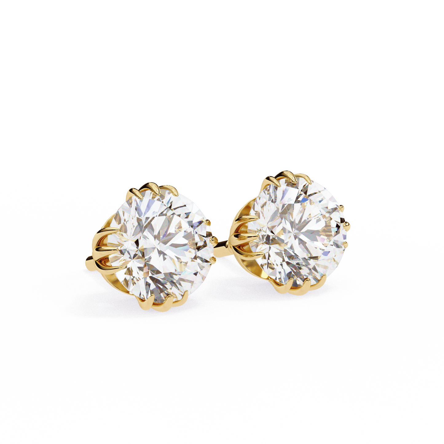 2.01 Carat each Tripple Claw Carat Round Solitaire Earrings