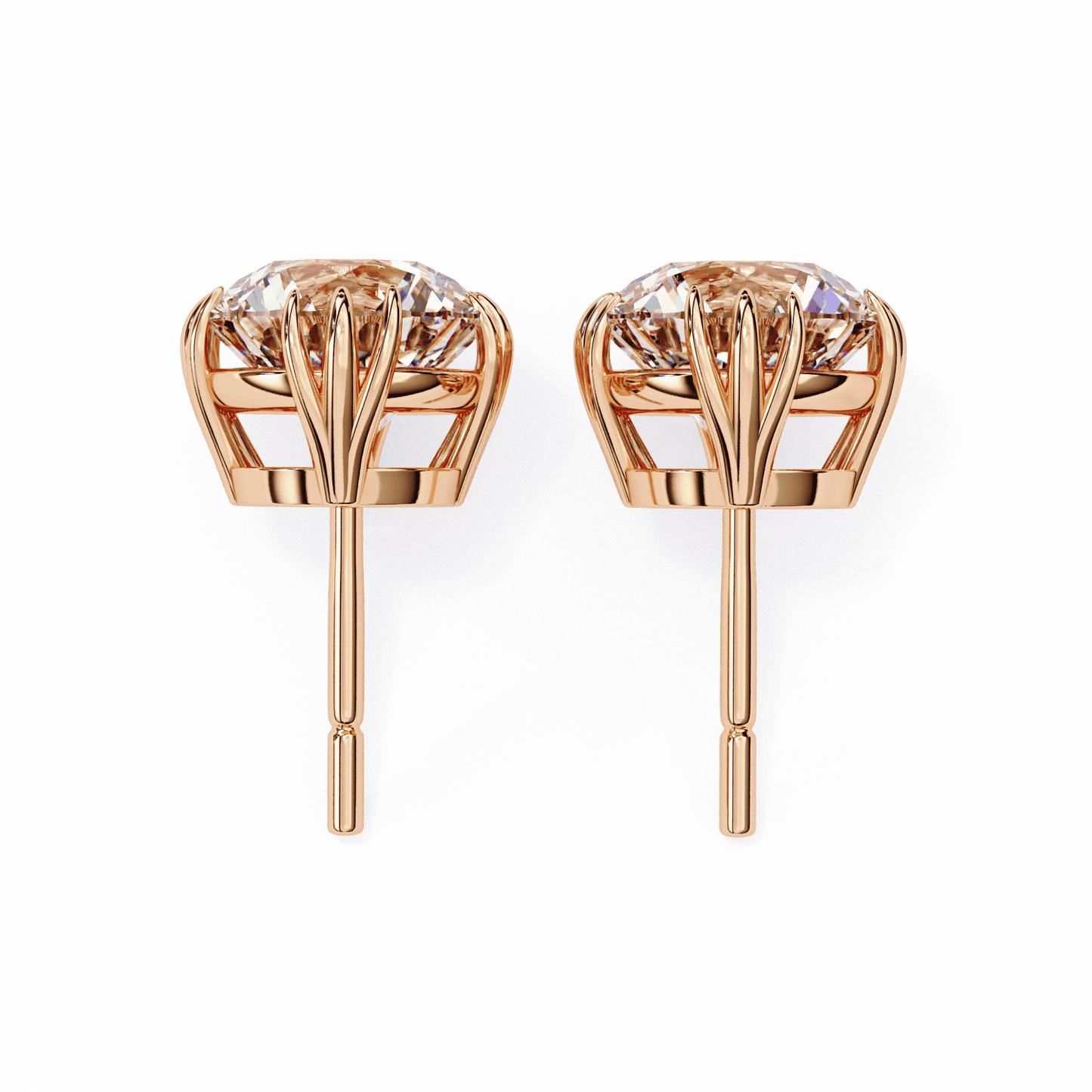 2.01 Carat each Tripple Claw Carat Round Solitaire Earrings