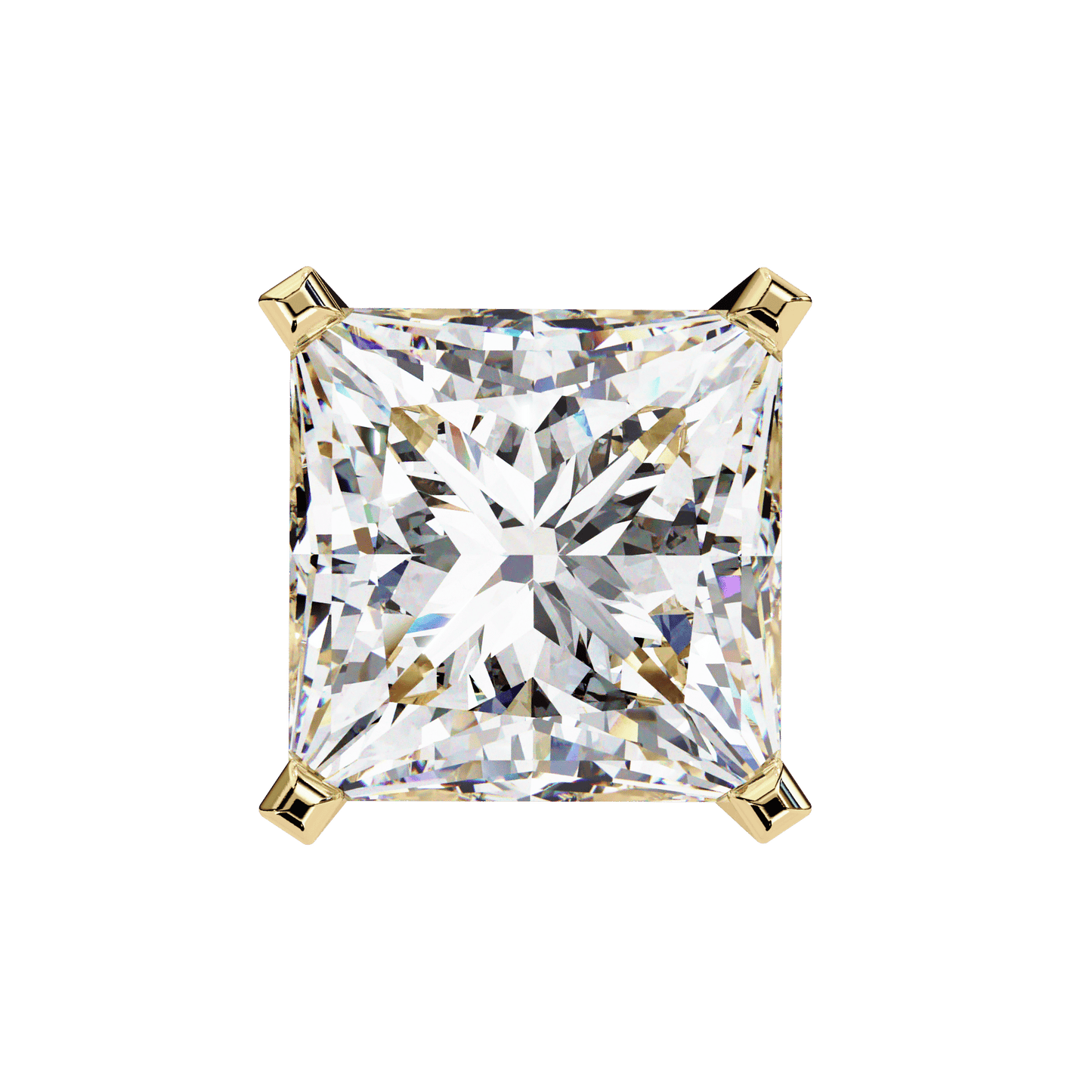 2 Carat Each Princess Cut Solitaire Earrings