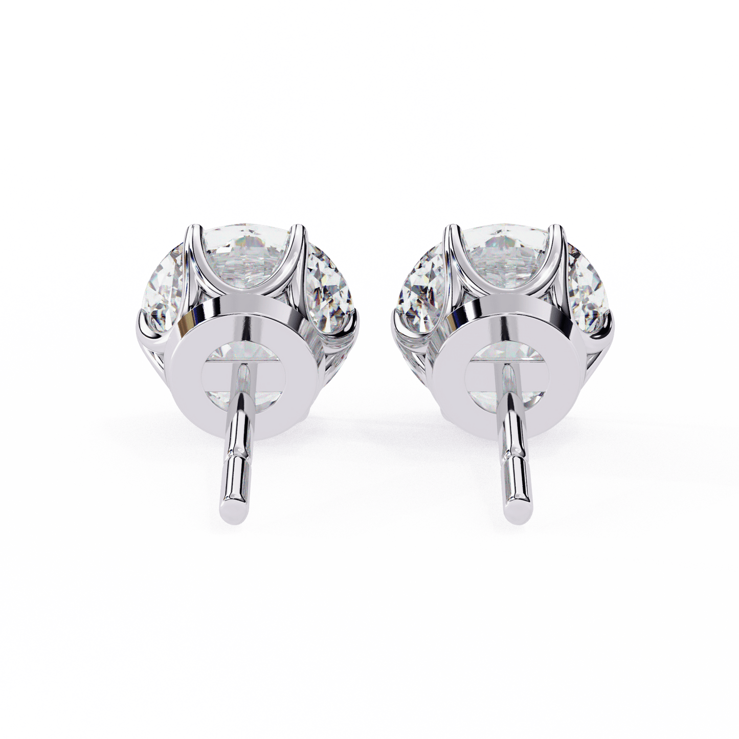 3 Carat each 6 Prong Round Solitaire Stud