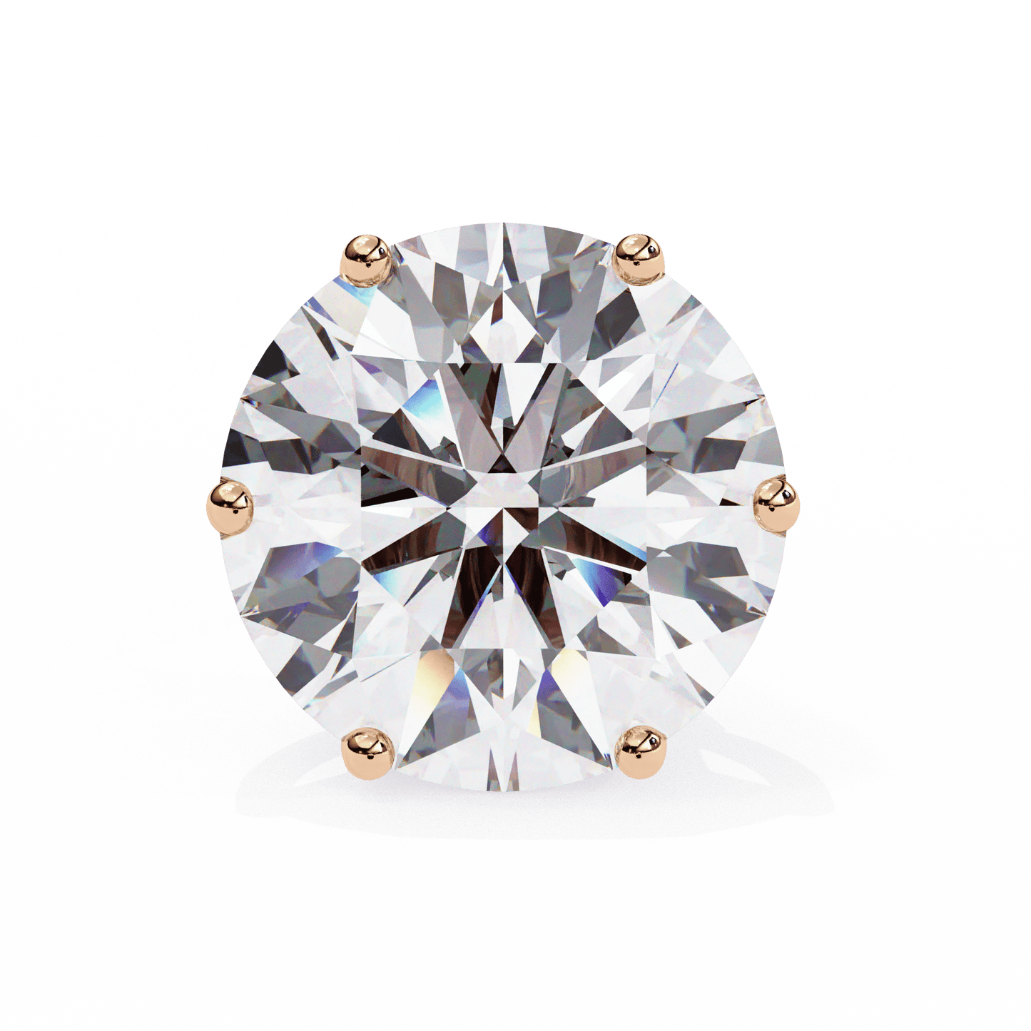 3 Carat each 6 Prong Round Solitaire Stud