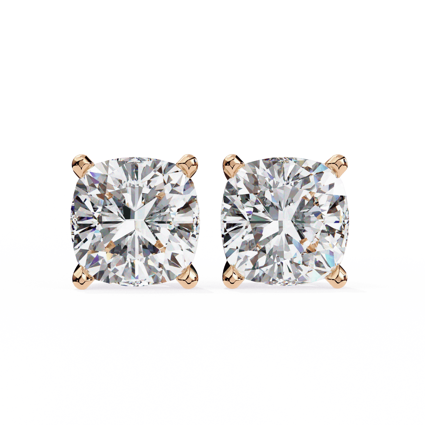 2.33 Carat Cushion Square Stud Earrings
