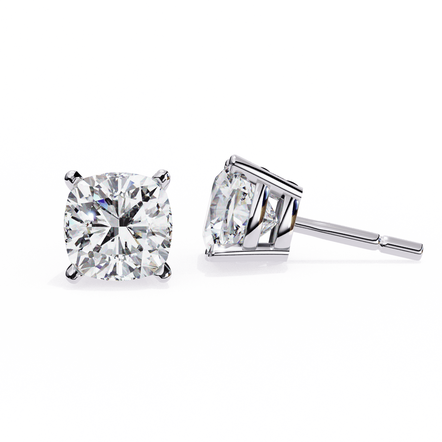 2.33 Carat Cushion Square Stud Earrings