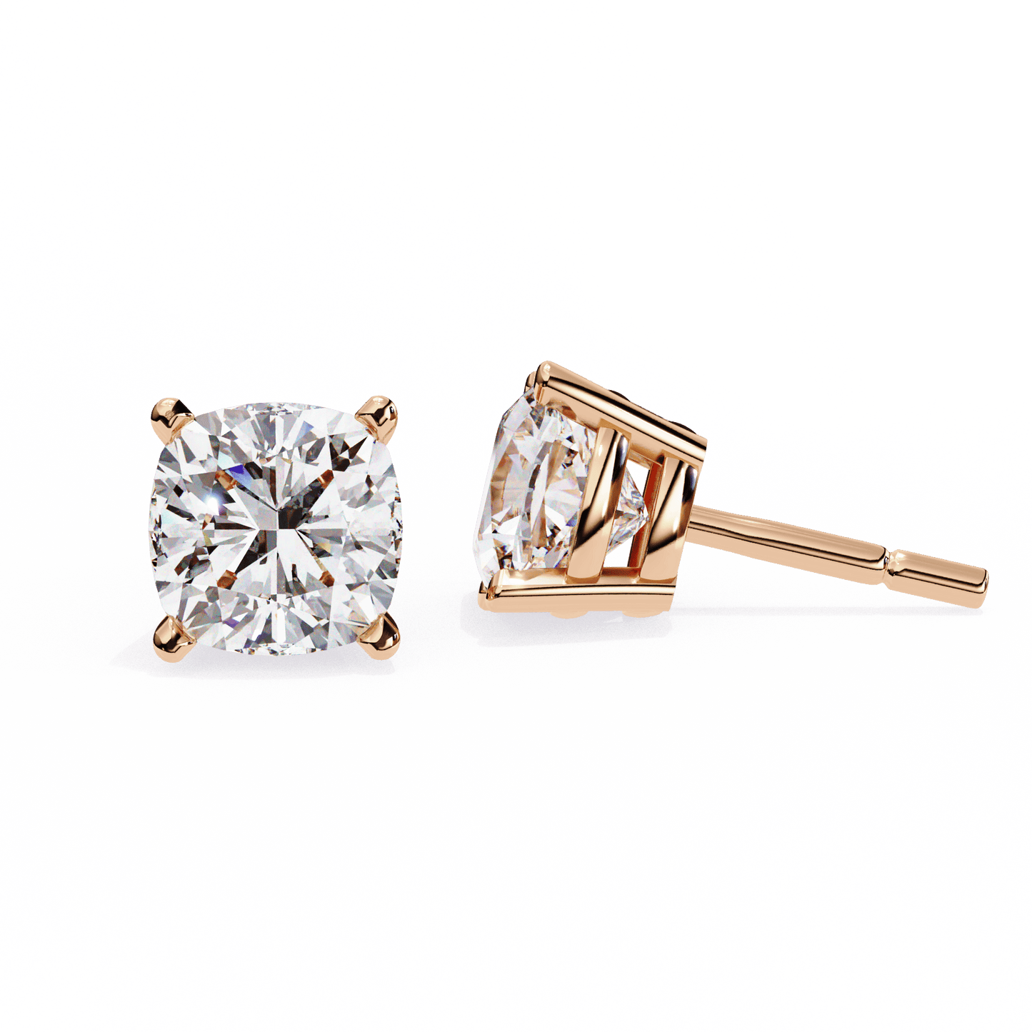 2.33 Carat Cushion Square Stud Earrings