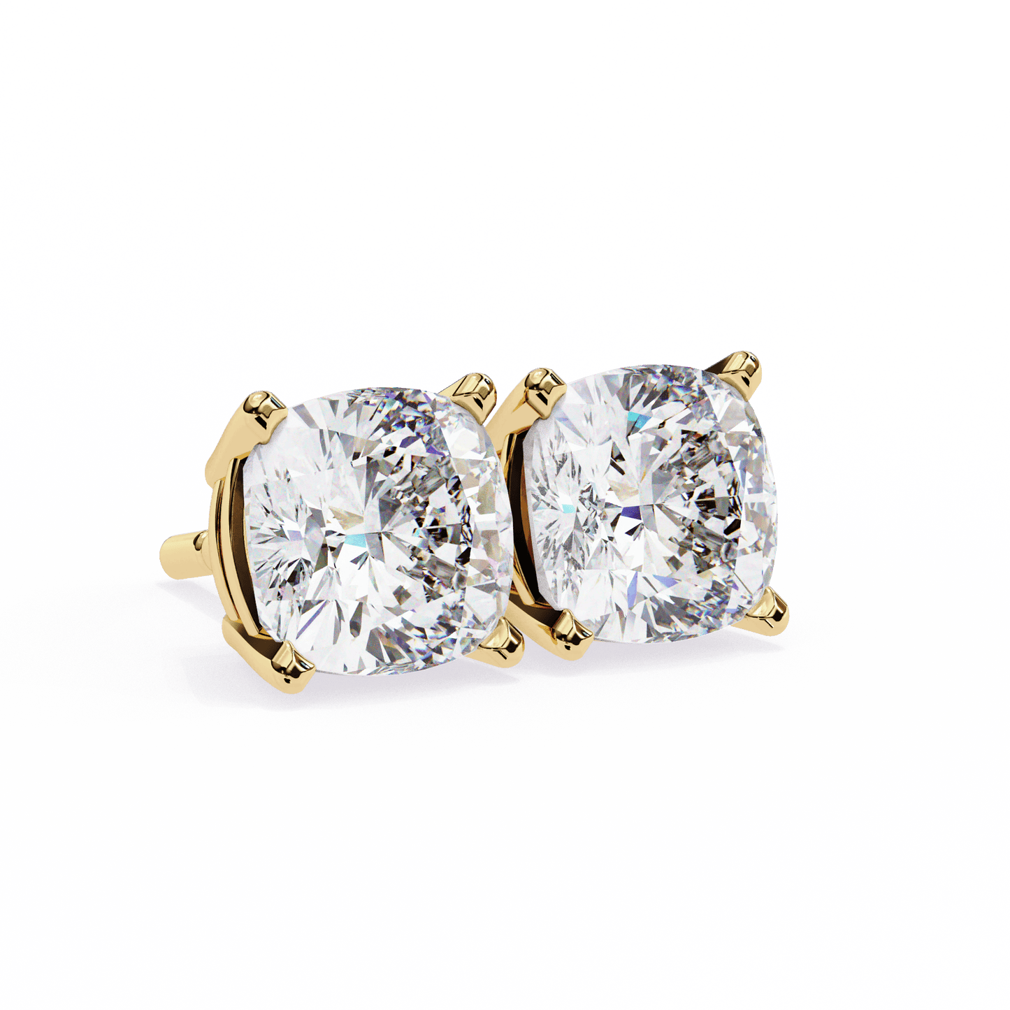 2.33 Carat Cushion Square Stud Earrings