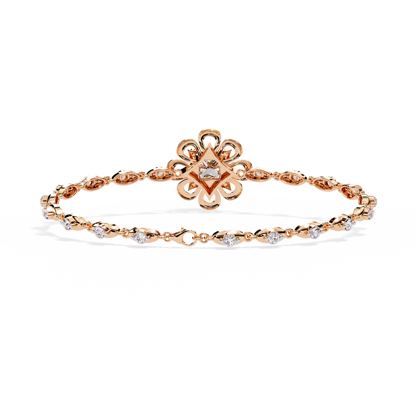 Flower and Stud Solitaire Bracelet