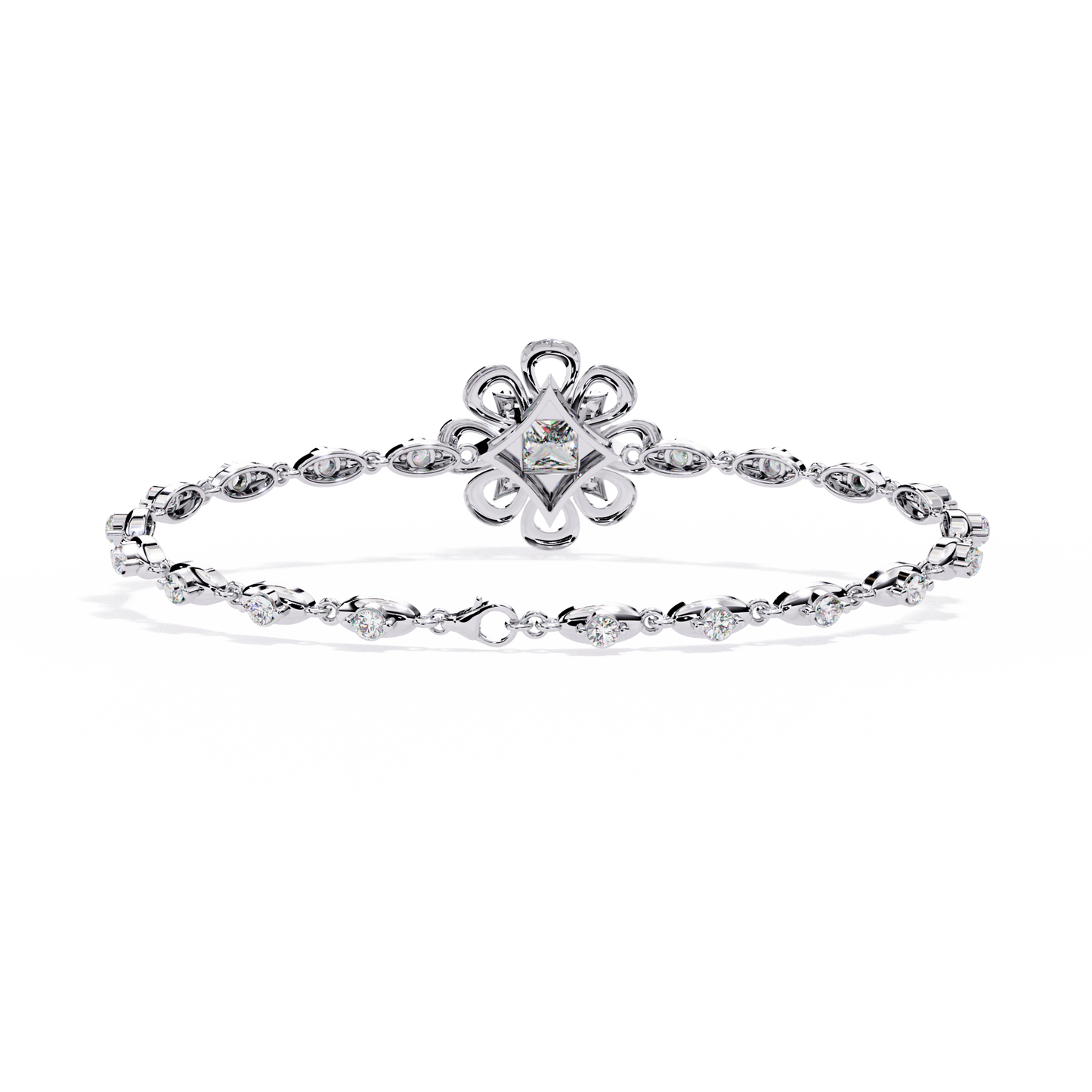 Flower and Stud Solitaire Bracelet