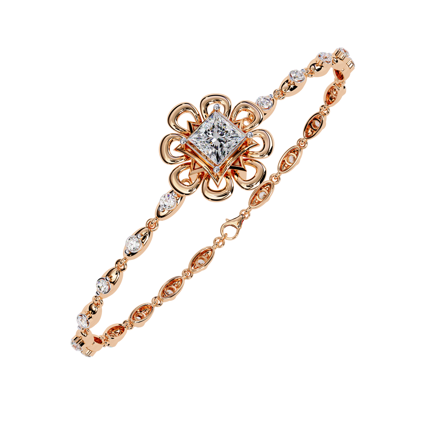 Flower and Stud Solitaire Bracelet
