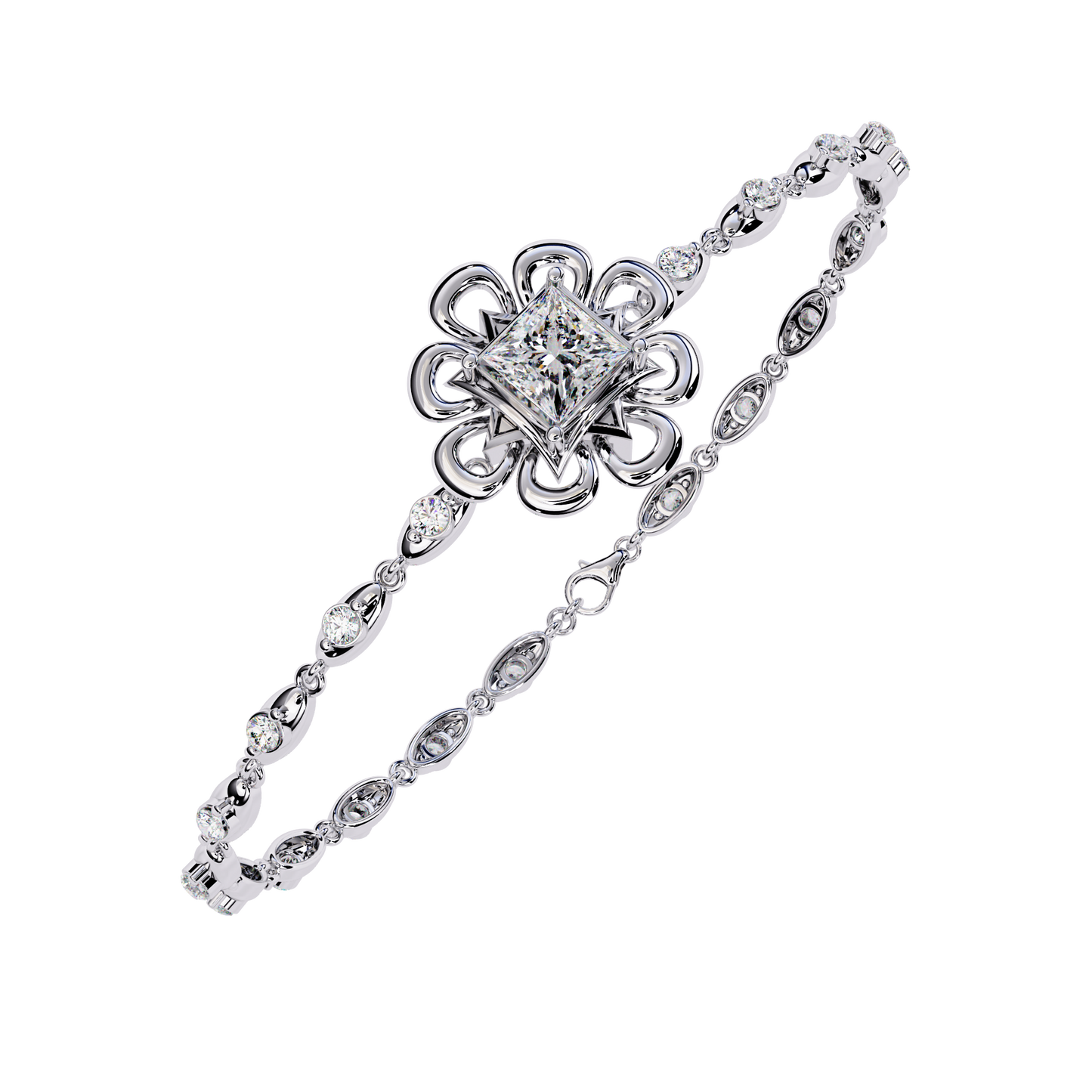 Flower and Stud Solitaire Bracelet