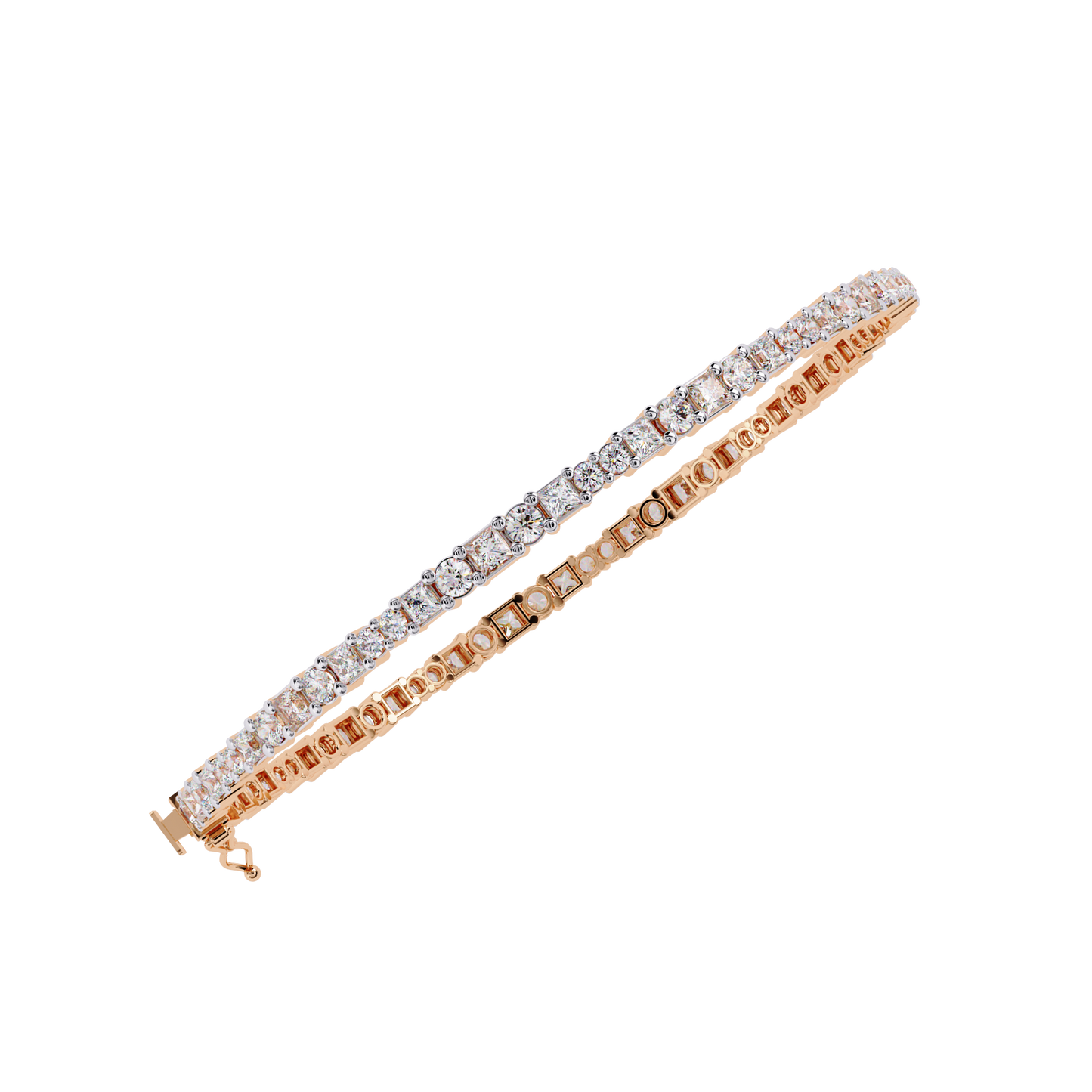 Elegant Princess Cut Diamonds Tennis Bracelet