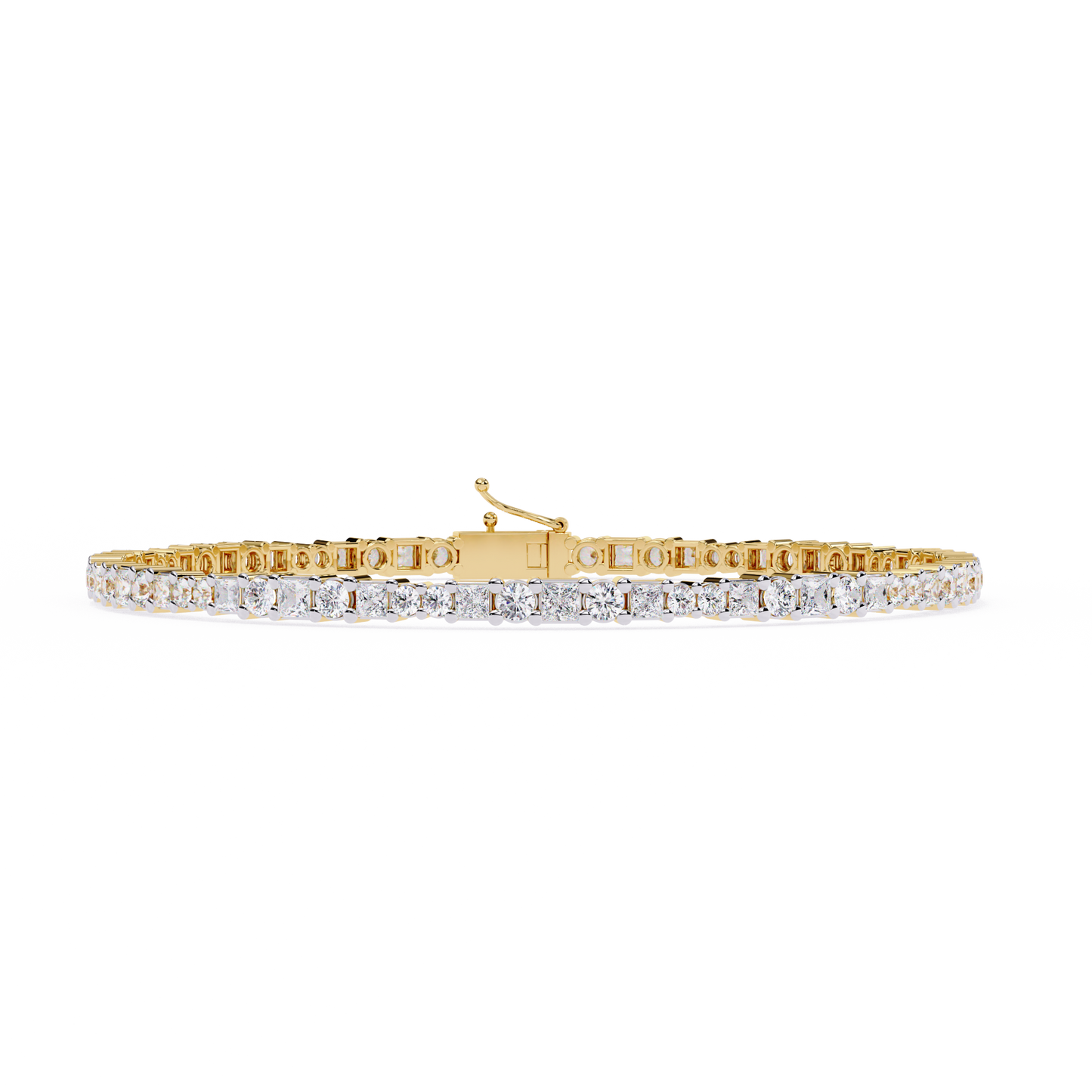 Elegant Princess Cut Diamonds Tennis Bracelet