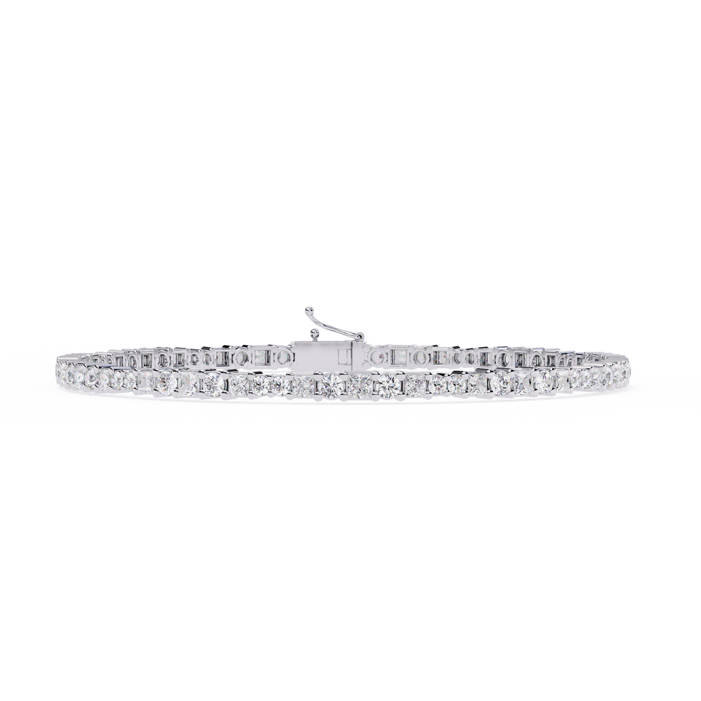 Elegant Princess Cut Diamonds Tennis Bracelet