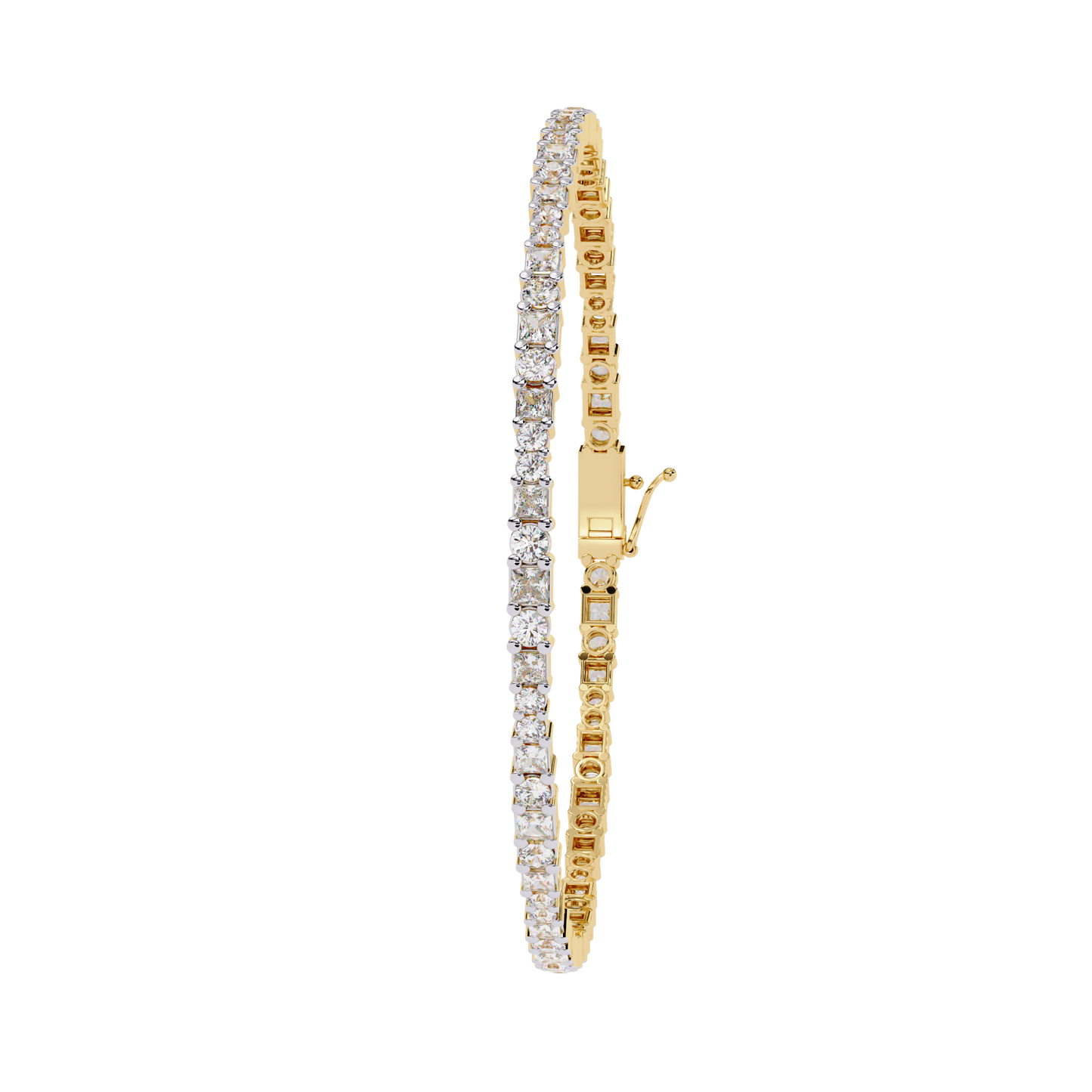 Elegant Princess Cut Diamonds Tennis Bracelet