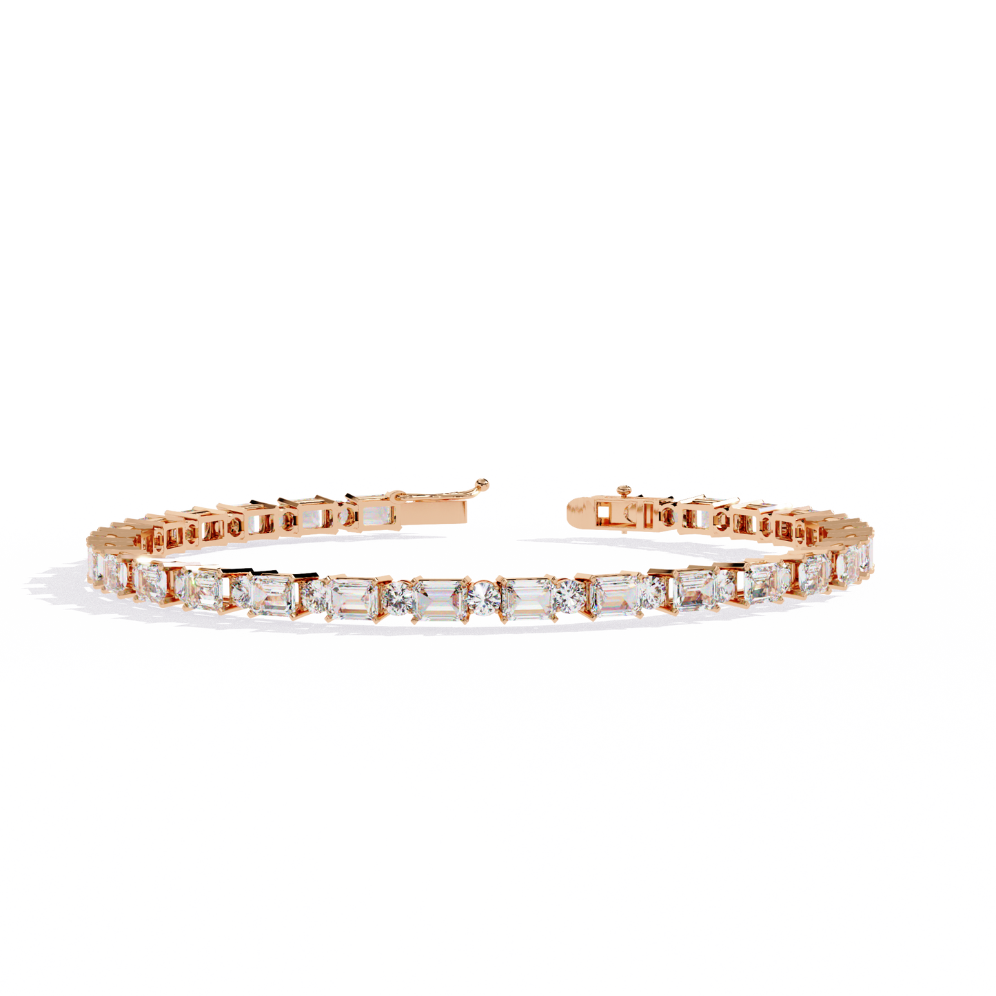 Round and Emerald Diamond Tennis Bracelet