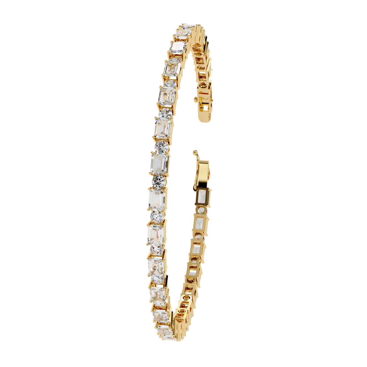 Round and Emerald Diamond Tennis Bracelet