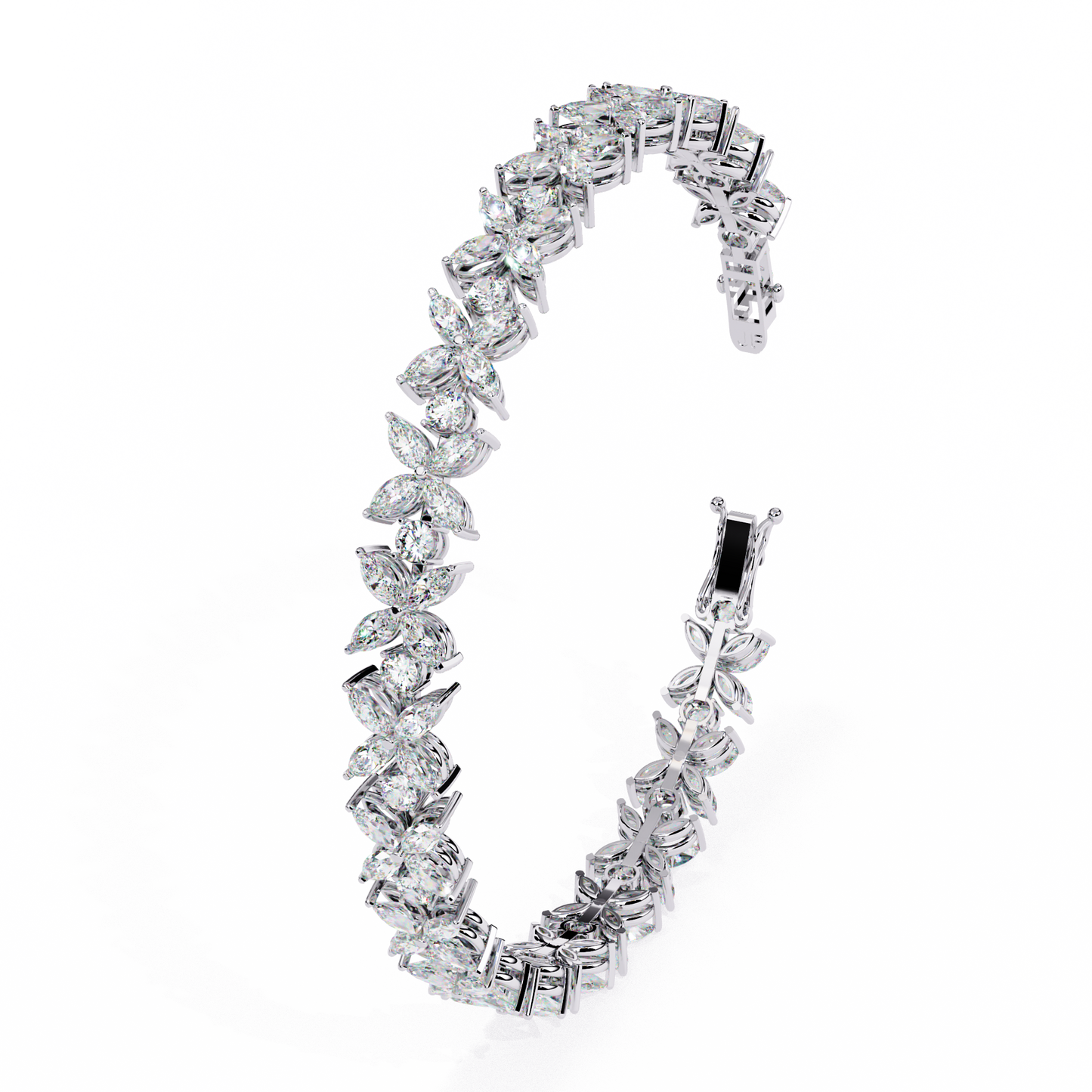 Ivory Blossom Party Wear Diamond Bracelet