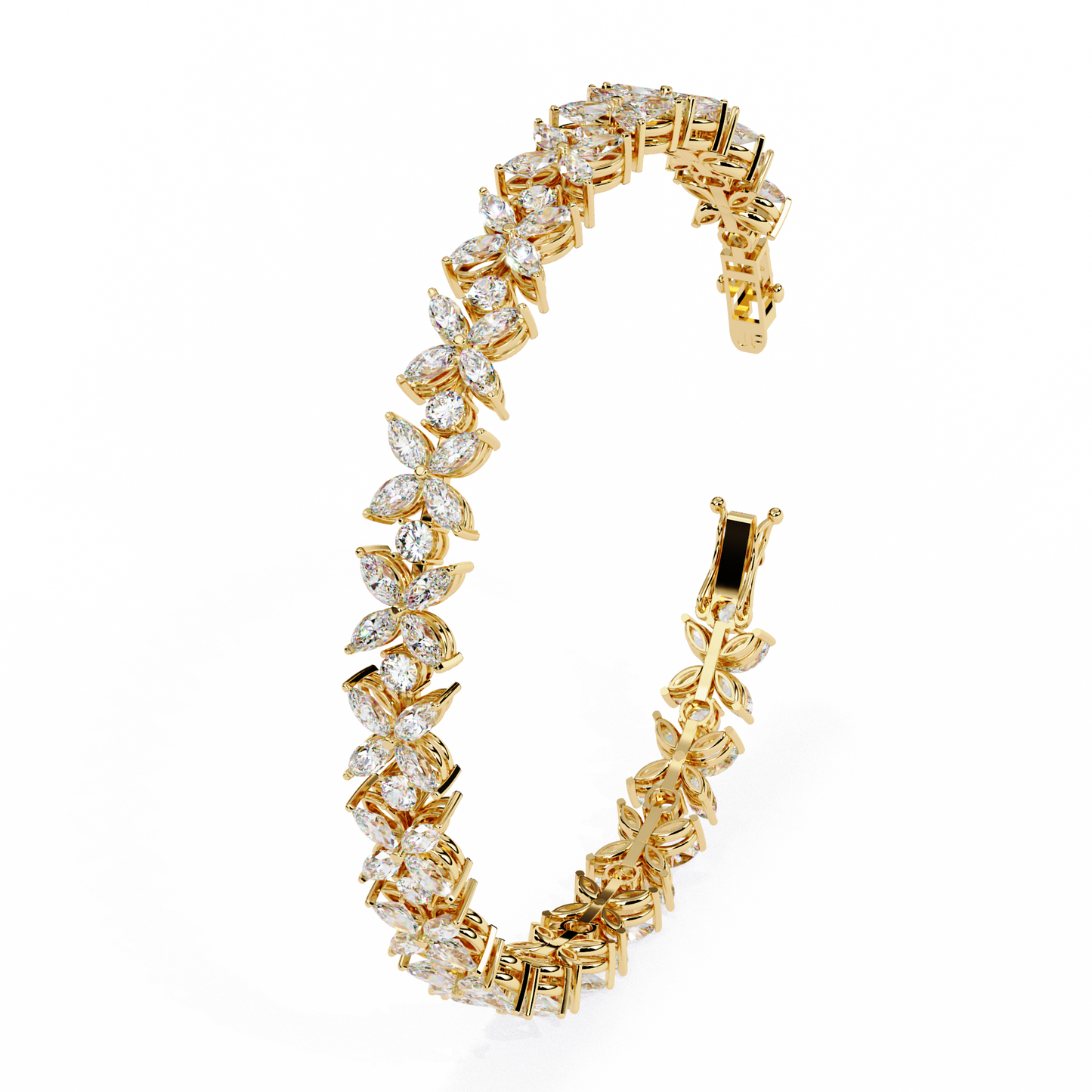 Ivory Blossom Party Wear Diamond Bracelet
