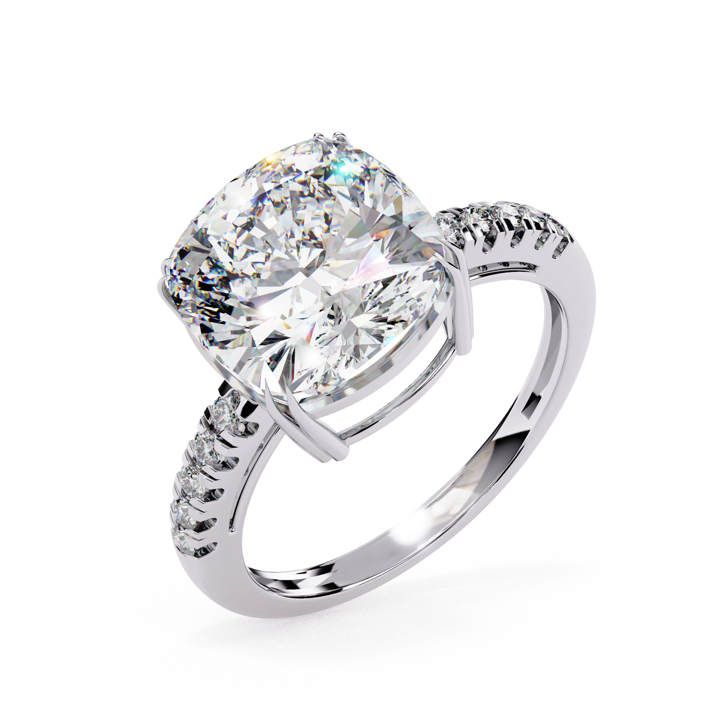 Statement Cushion Cut 5.23 Carats Solitaire Ring