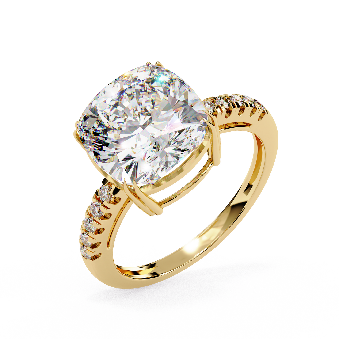 Statement Cushion Cut 5.23 Carats Solitaire Ring