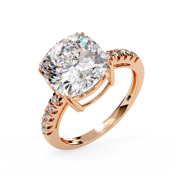 Statement Cushion Cut 5.23 Carats Solitaire Ring