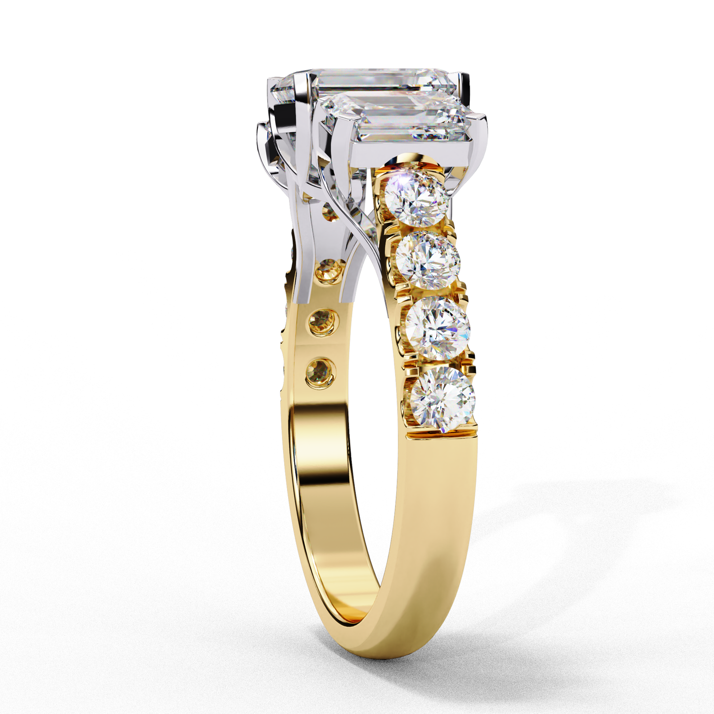 3 Emeralds Solitaire Ring