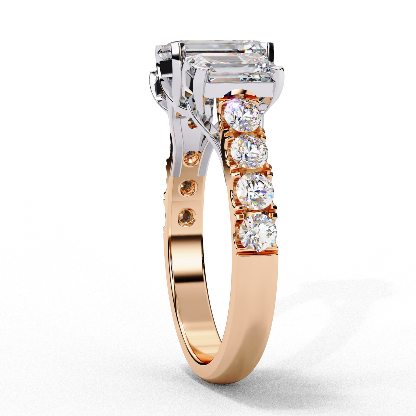 3 Emeralds Solitaire Ring