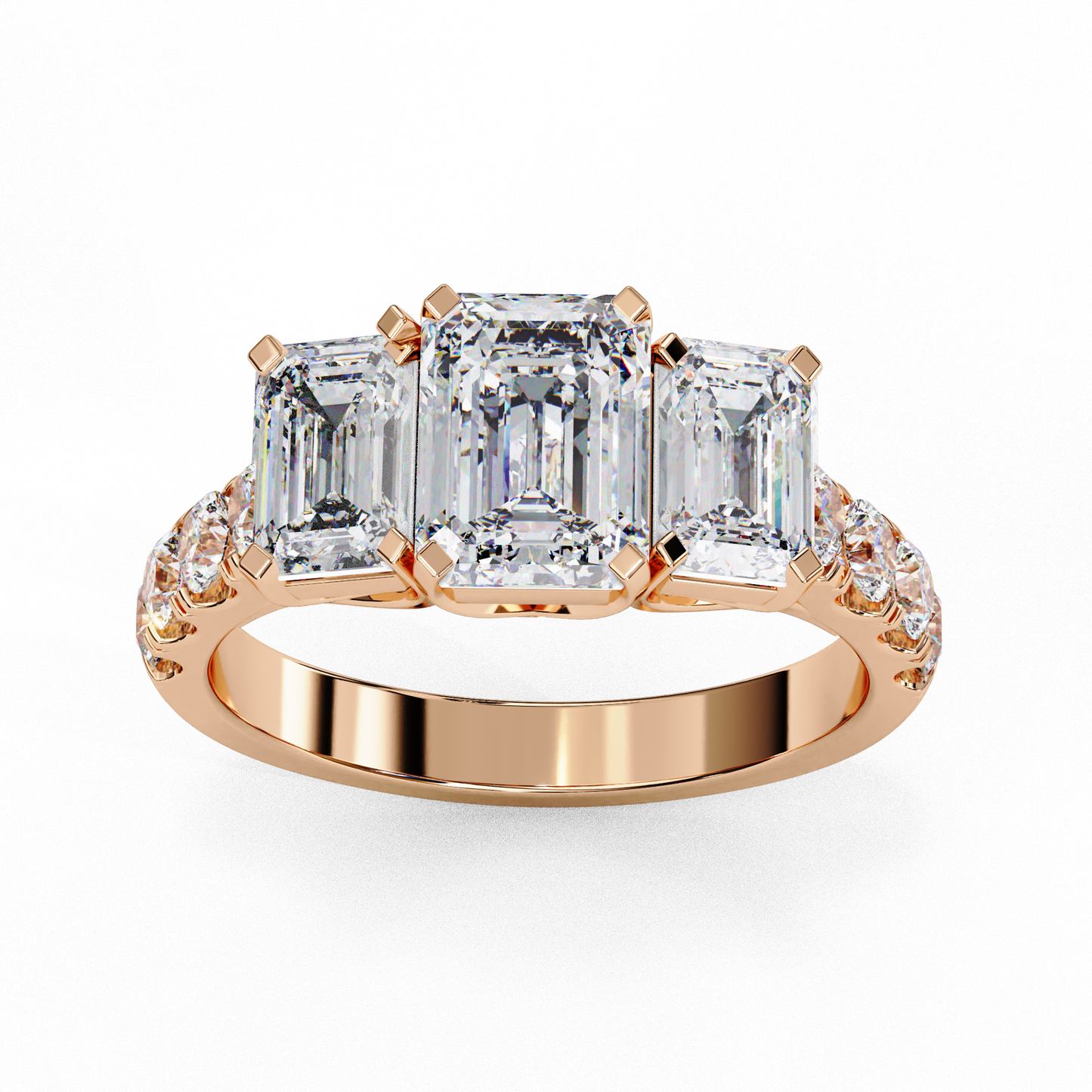 3 Emeralds Solitaire Ring