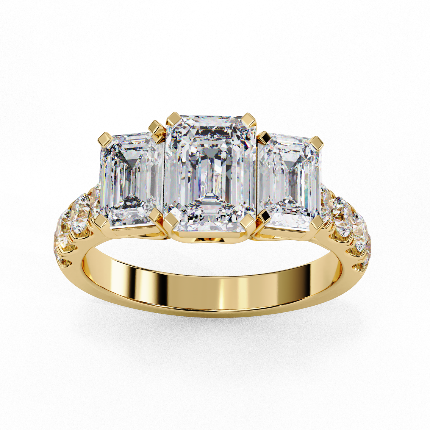 3 Emeralds Solitaire Ring