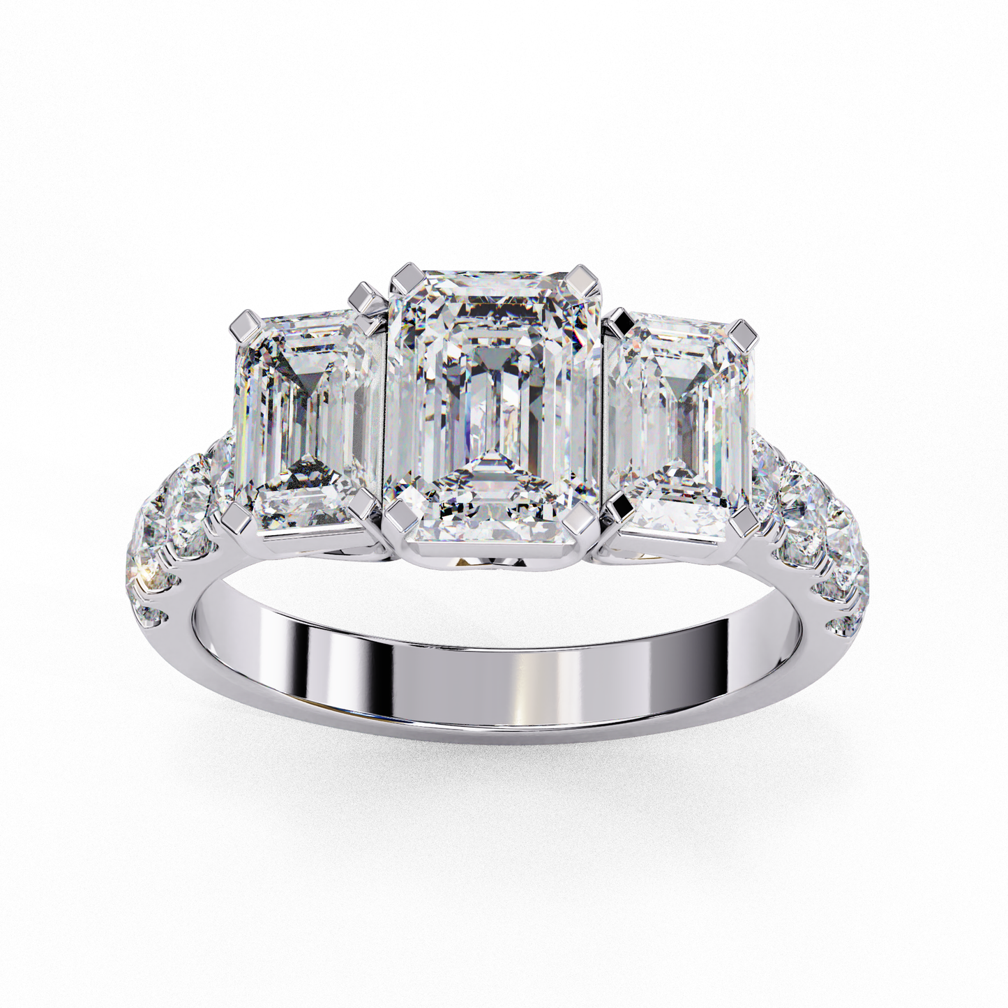 3 Emeralds Solitaire Ring
