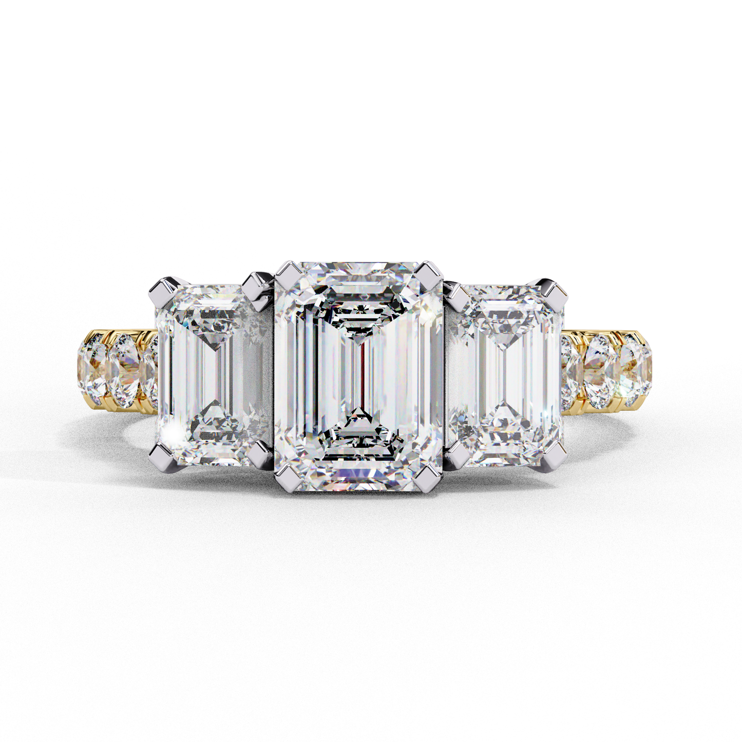 3 Emeralds Solitaire Ring