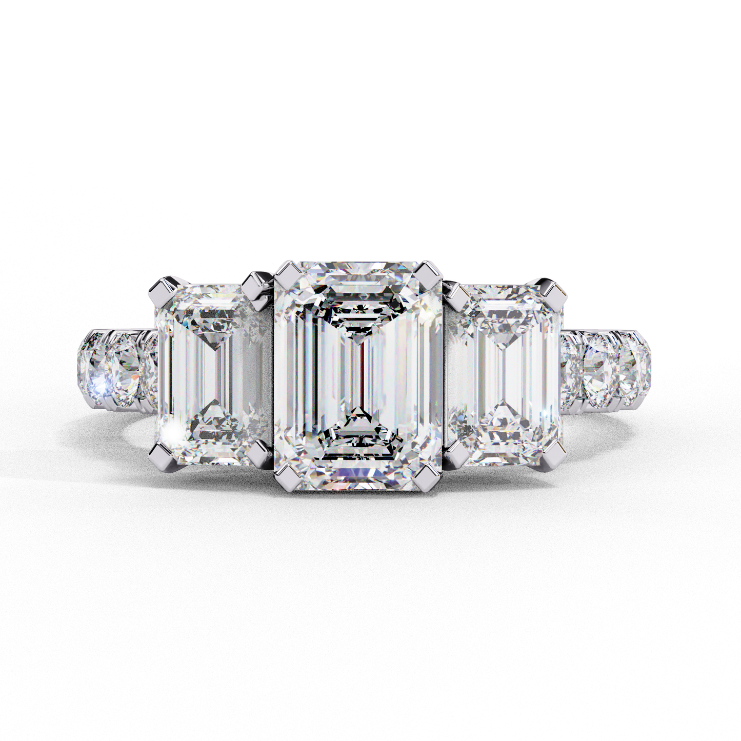3 Emeralds Solitaire Ring