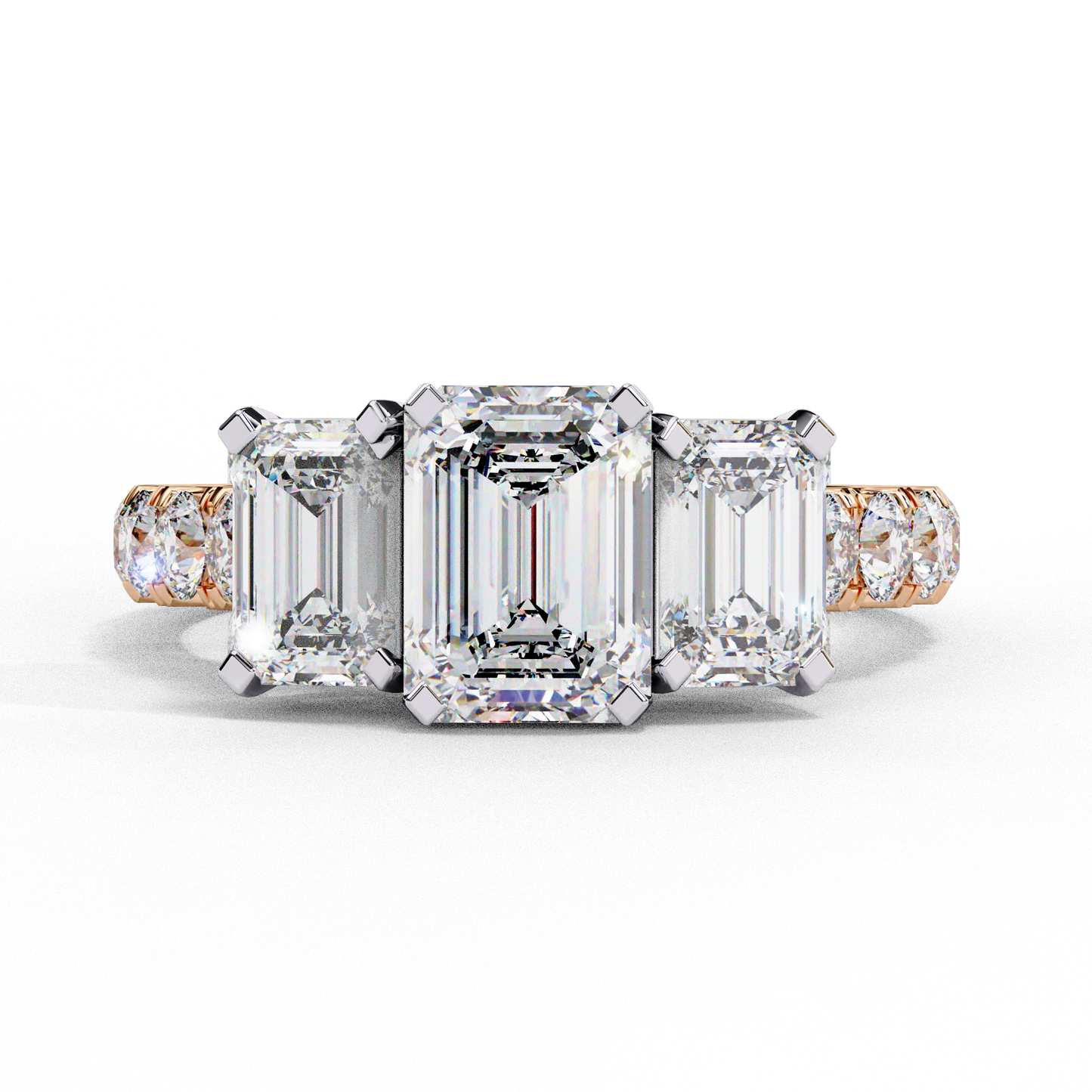 3 Emeralds Solitaire Ring