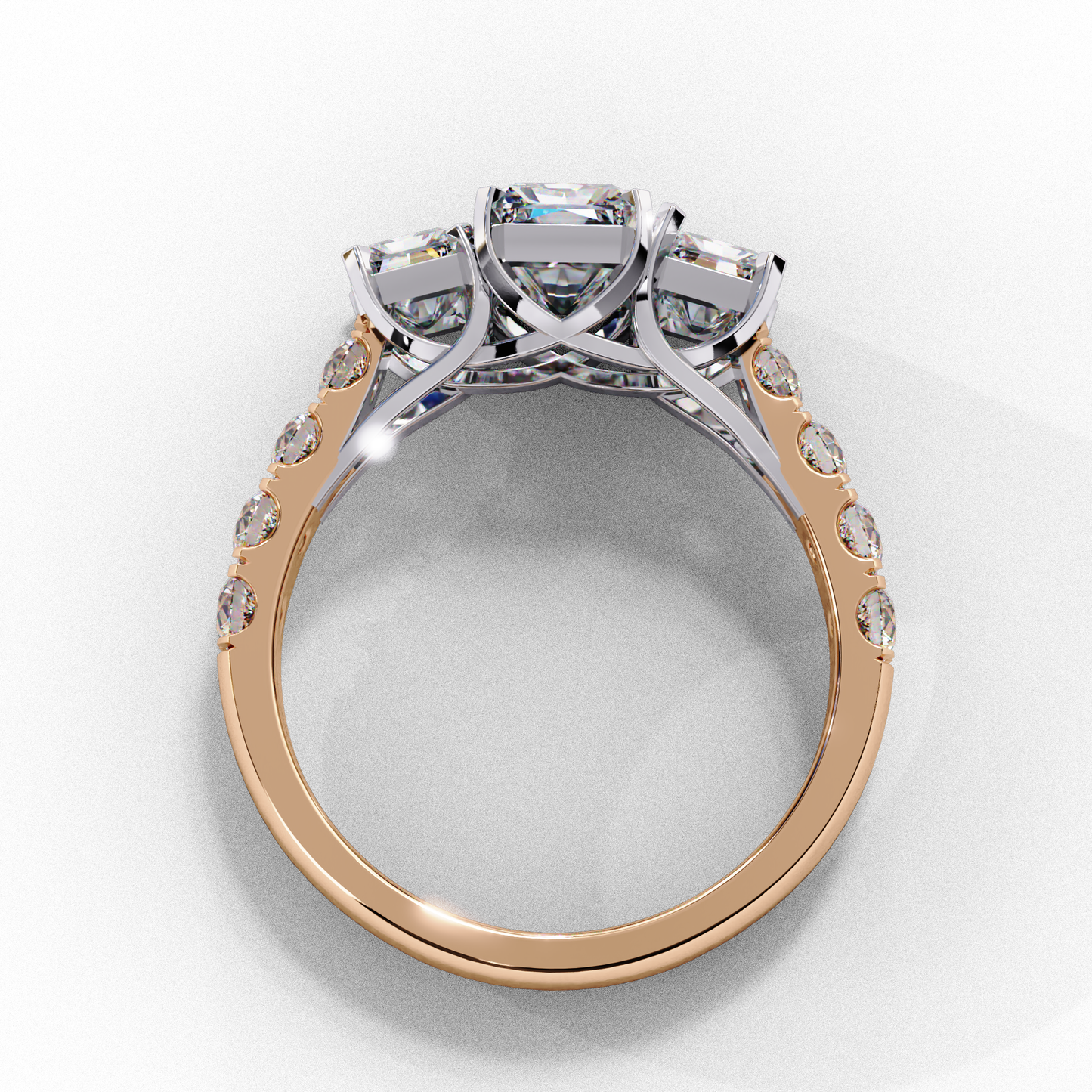 3 Emeralds Solitaire Ring