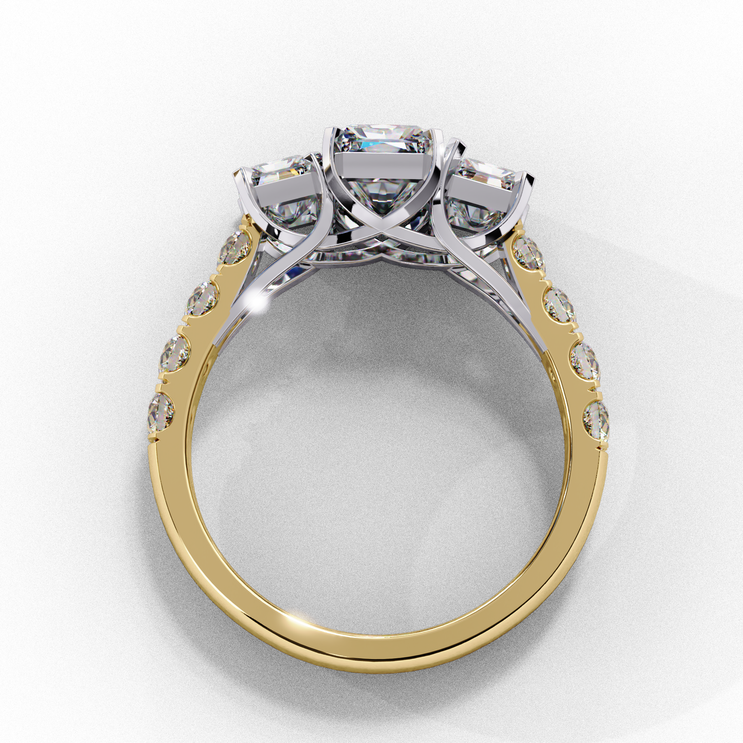 3 Emeralds Solitaire Ring