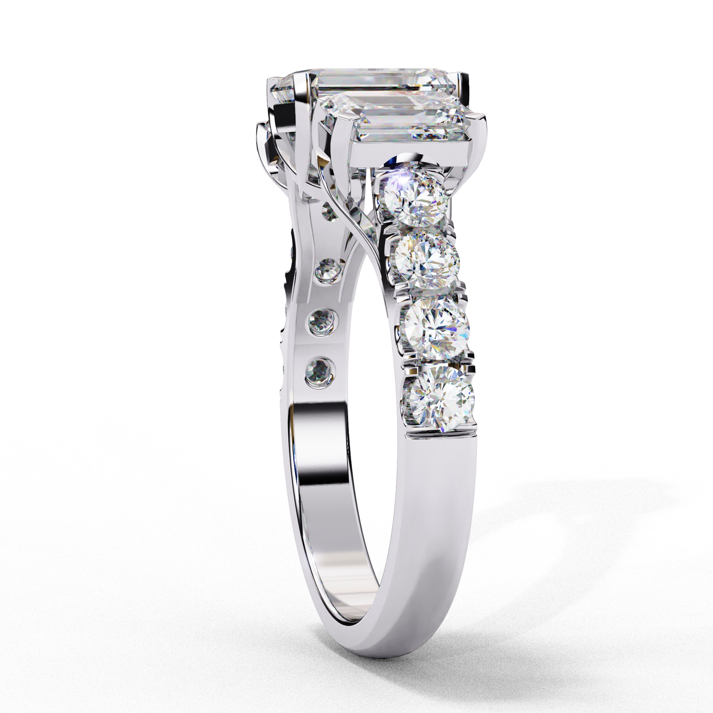 3 Emeralds Solitaire Ring