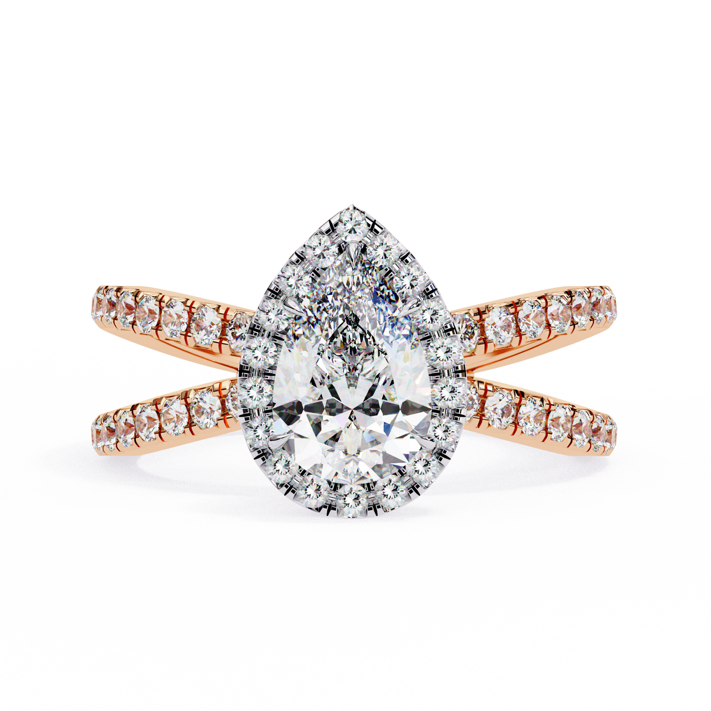 Halo Pear Shape 1.2 Carat Solitaire Ring