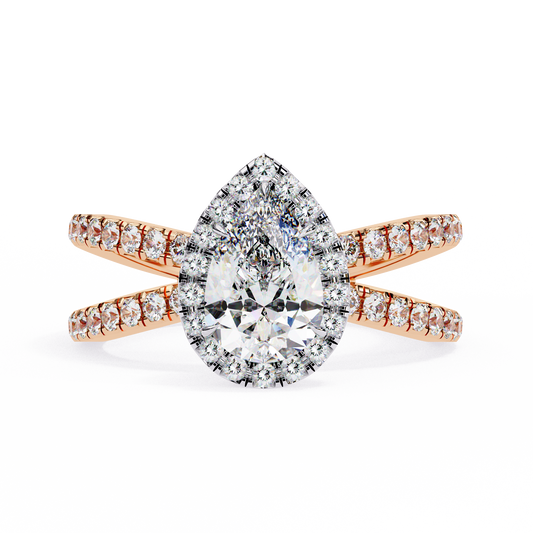 Halo Pear Shape 1.2 Carat Solitaire Ring