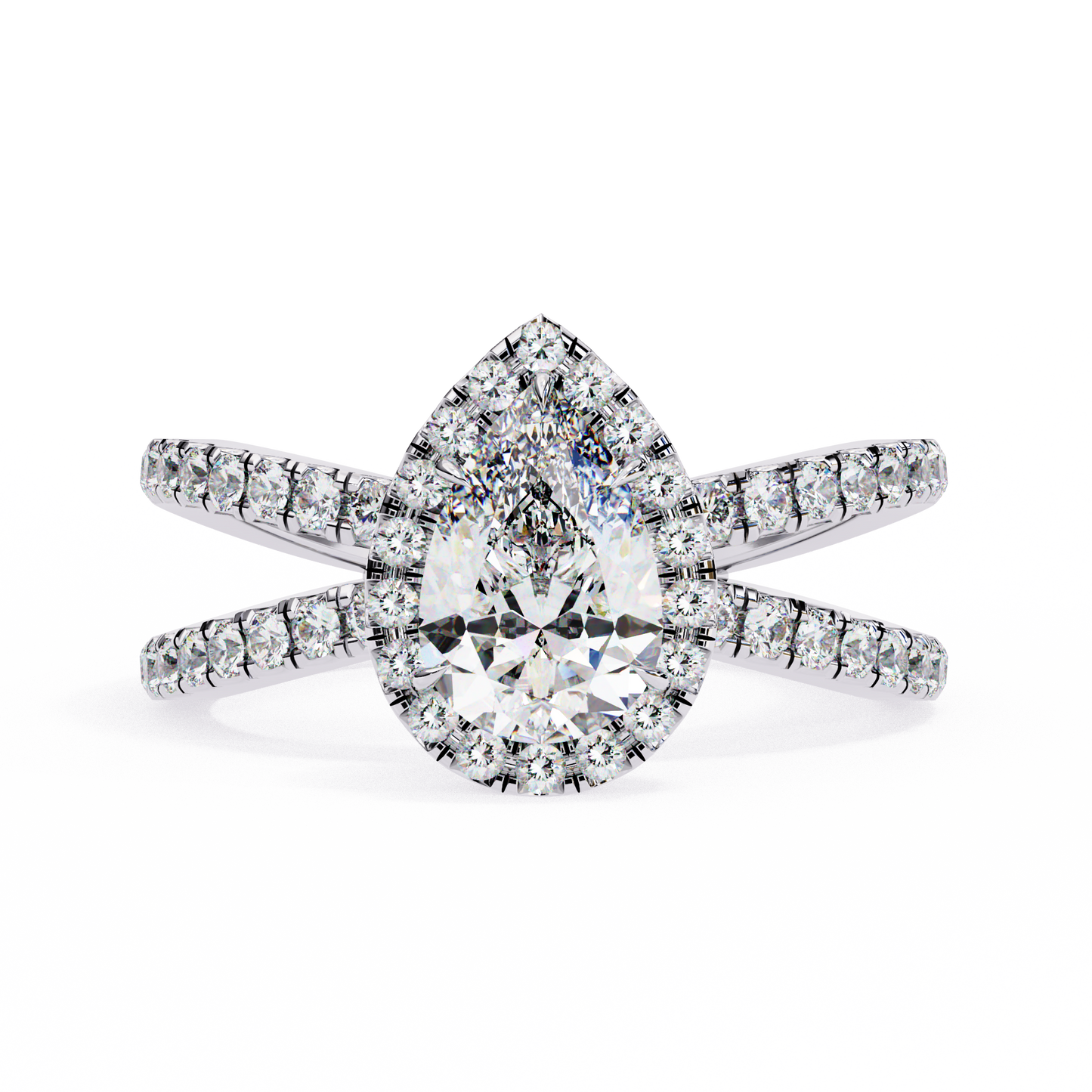 Halo Pear Shape 1.2 Carat Solitaire Ring