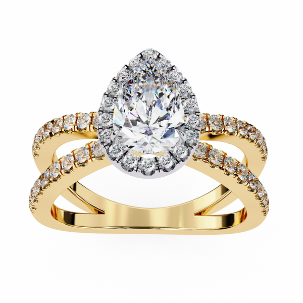 Halo Pear Shape 1.2 Carat Solitaire Ring