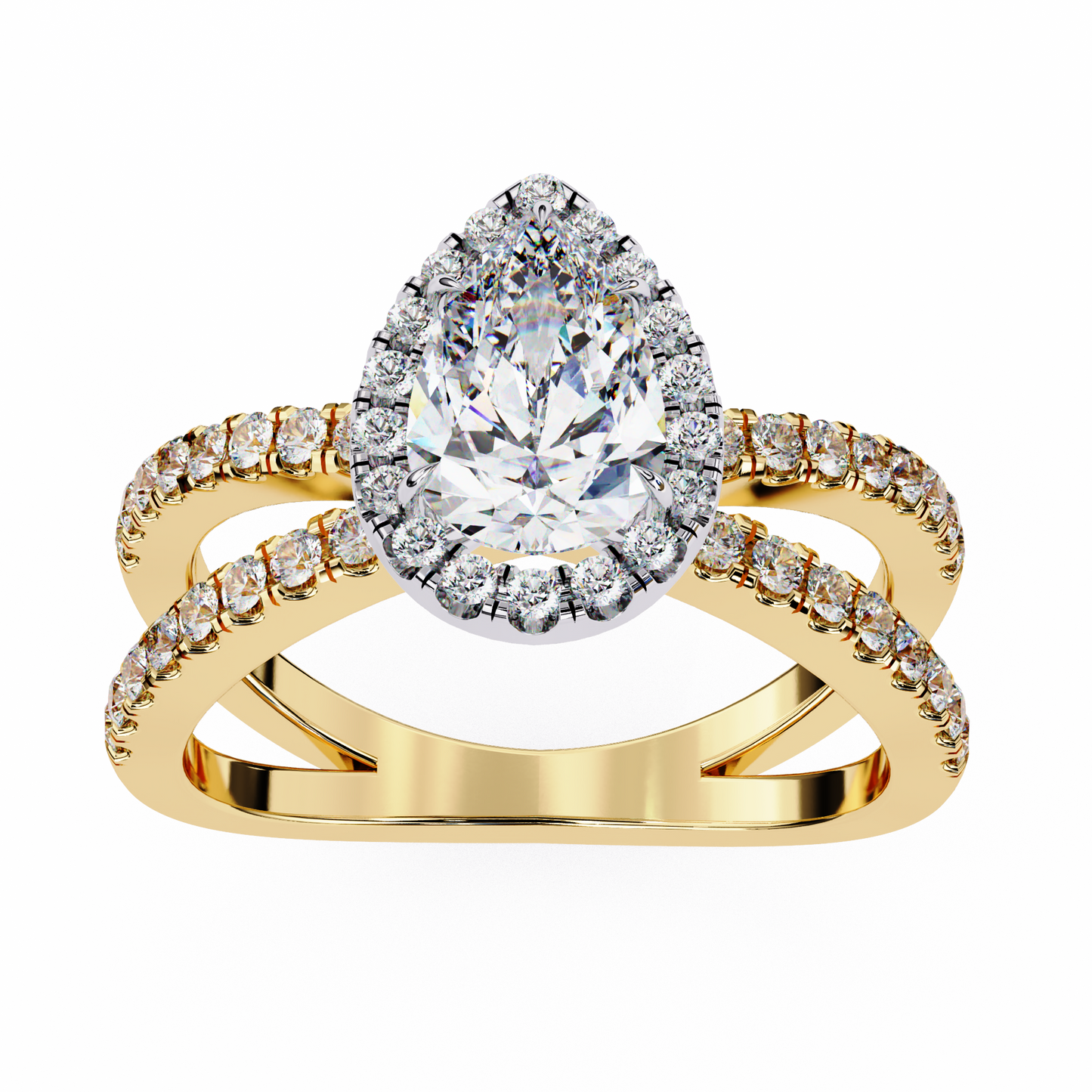 Halo Pear Shape 1.2 Carat Solitaire Ring
