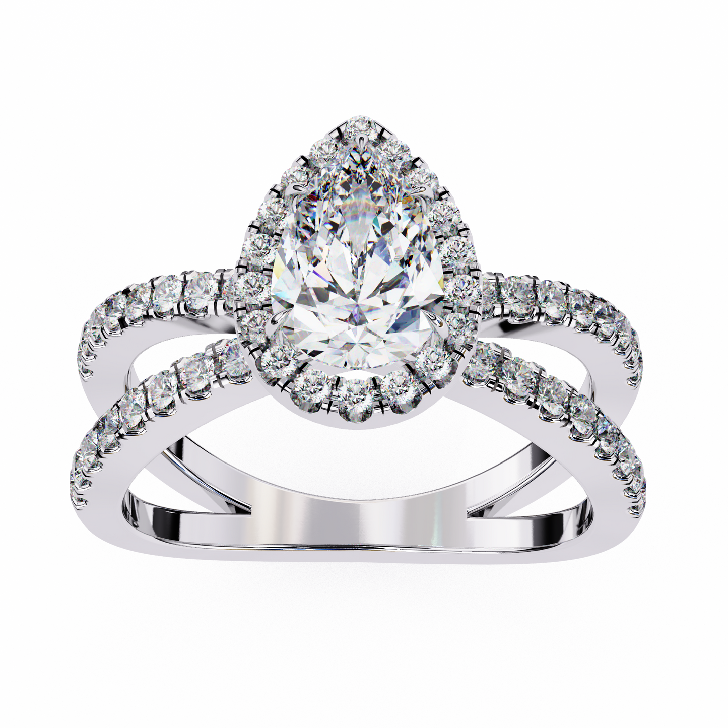 Halo Pear Shape 1.2 Carat Solitaire Ring