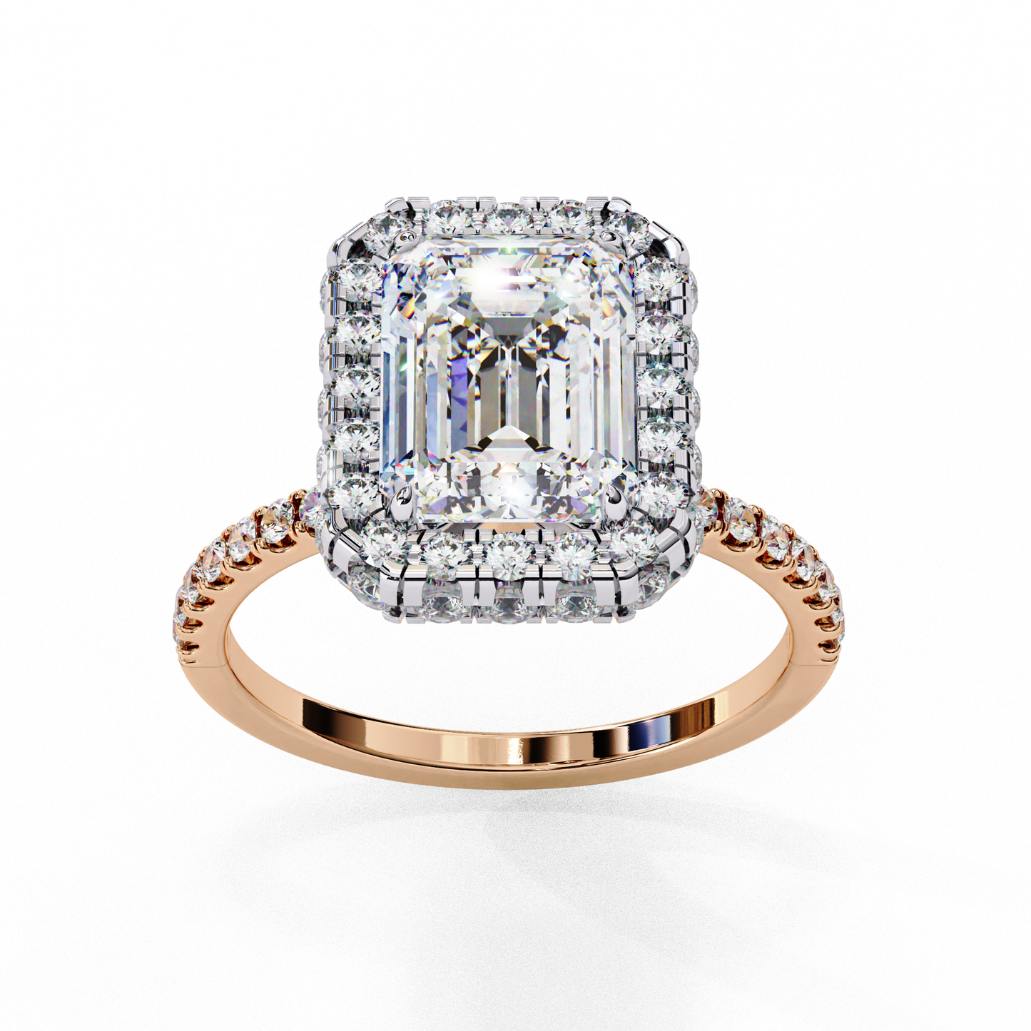 Emerald Cut Halo Solitaire Ring