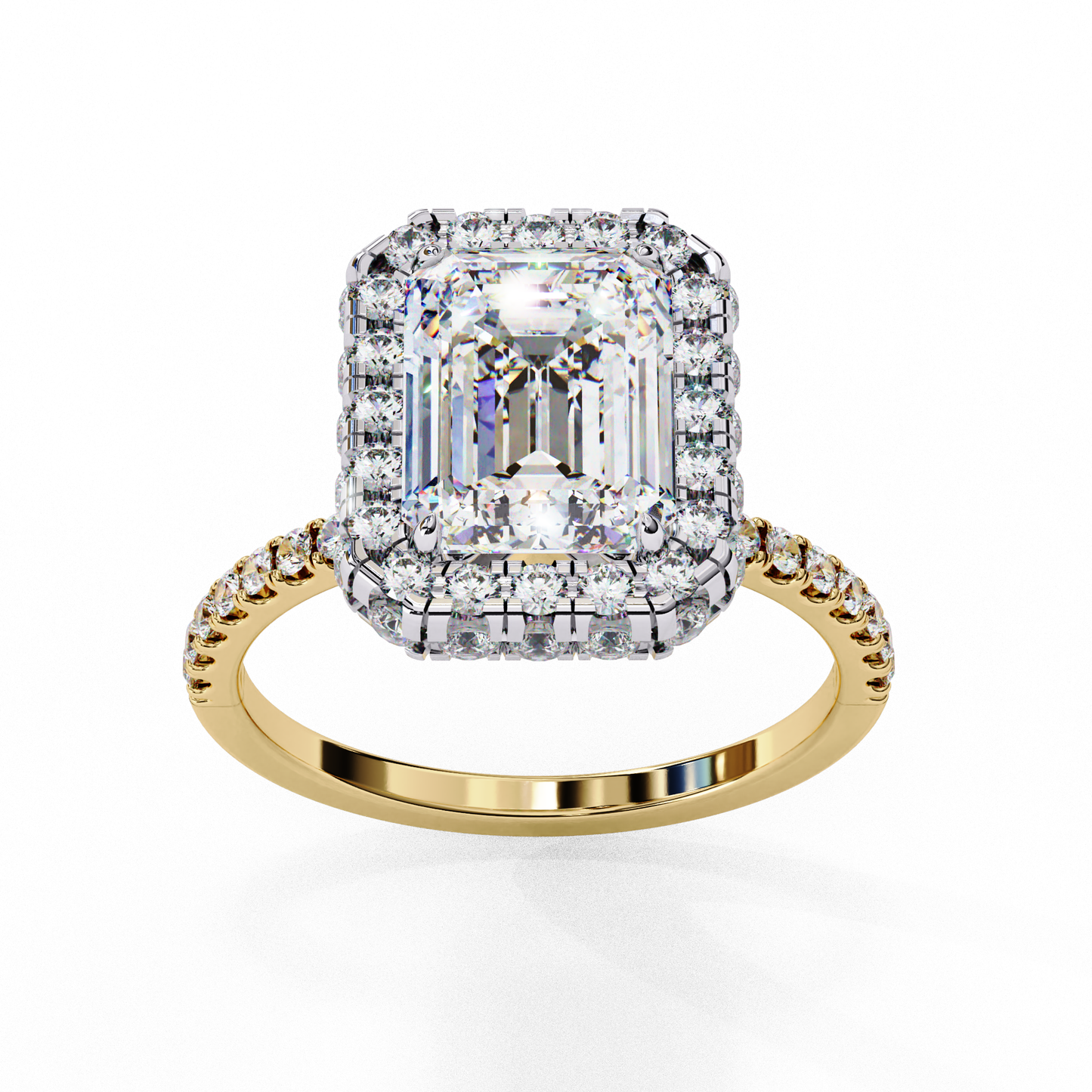 Emerald Cut Halo Solitaire Ring