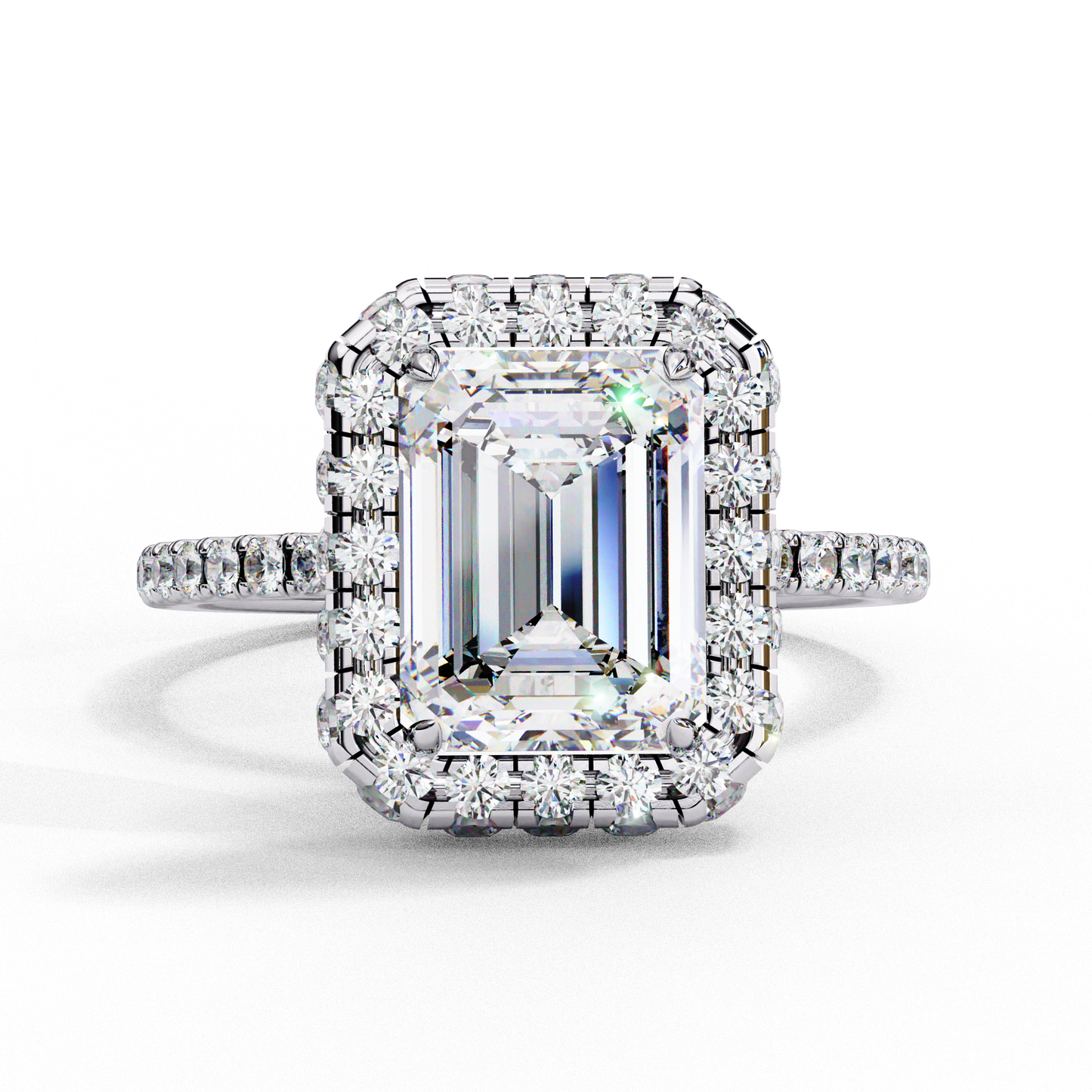 Emerald Cut Halo Solitaire Ring